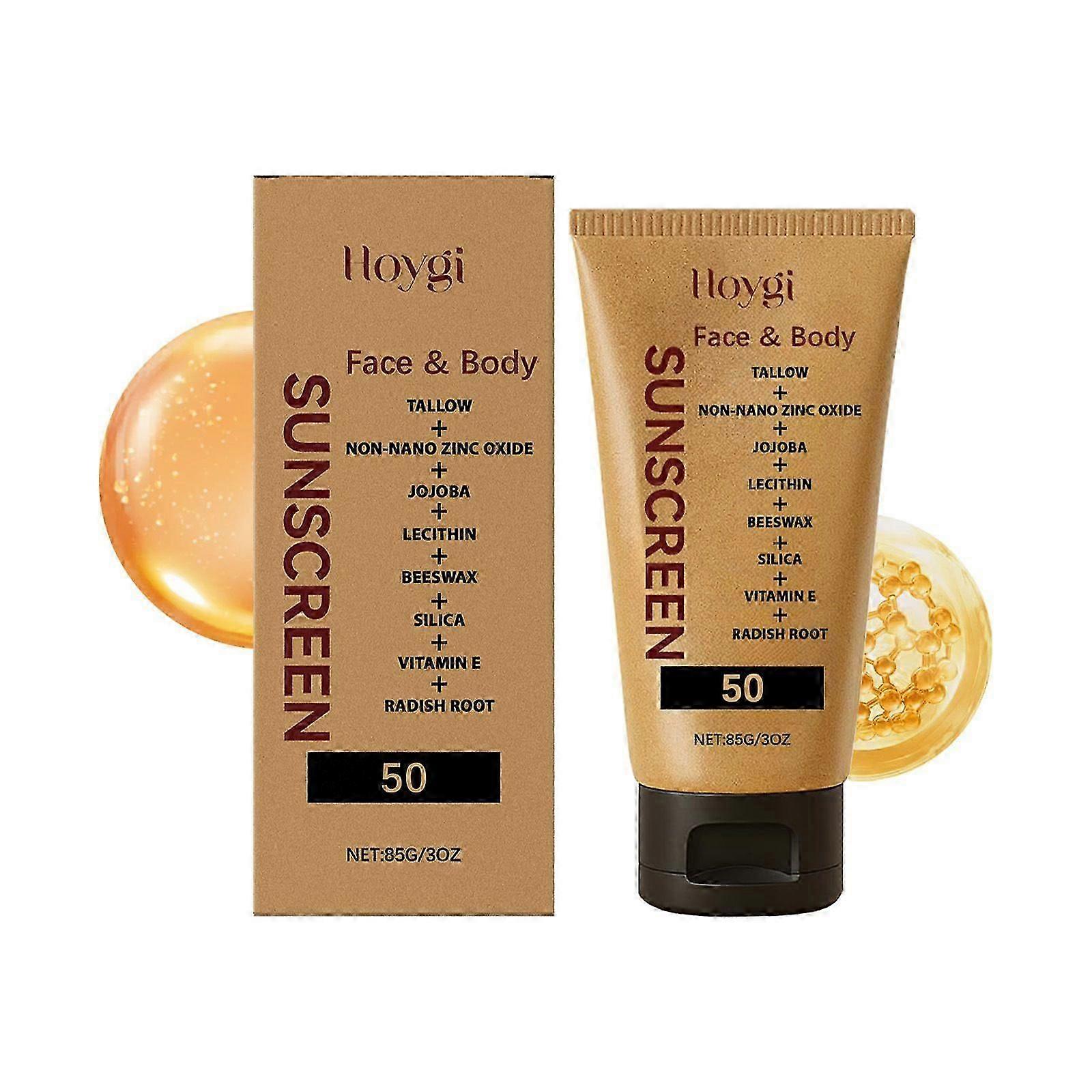 Tallow-Based Face & Body Sunscreen with Non-Nano Zinc Oxide - Jojoba, Beeswax & Vitamin E for Long-Lasting, Breathable UV Protection