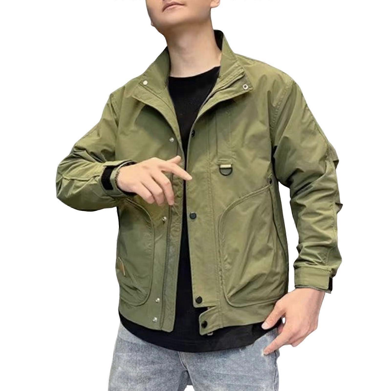 Windbreaker Men's Raincoat Bicycle Jacket with Hood 4XL A4Green L