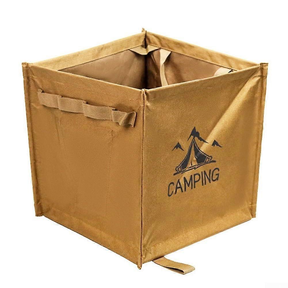Camping Trash Can, 600D Oxford Fabric, Foldable, Outdoor Storage Box, Multifunctional, for Camping, Picnics (Khaki)