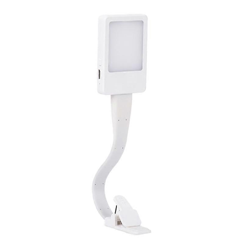 USB Rechargeable Reading Light Lamp with Goose Neck Clip On LED - White