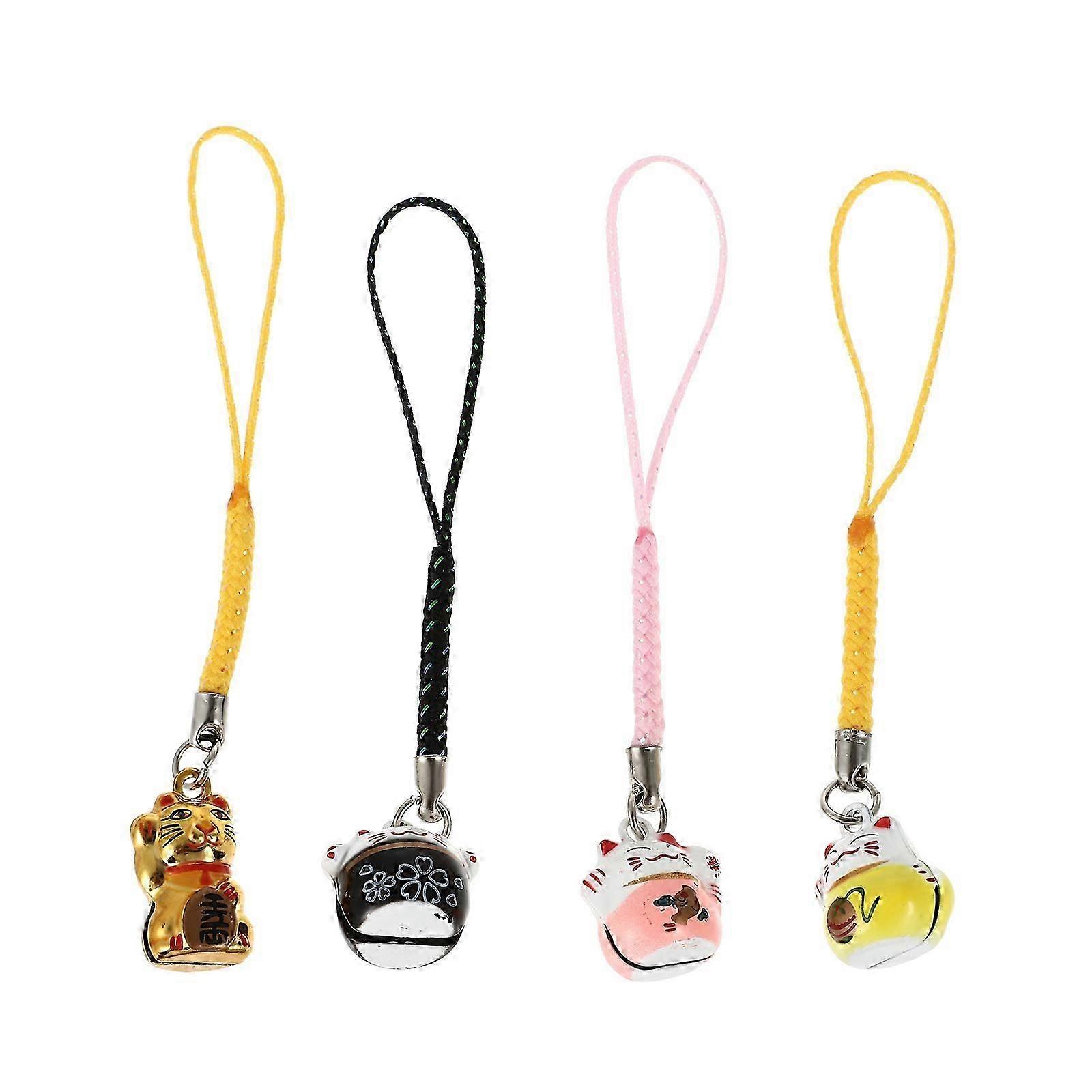 4 buc Car Key Holder Peace Blessing Cat Pandantiv Fengshui Cat Key Holder Key Ring Ornament Japanese Style Keychain