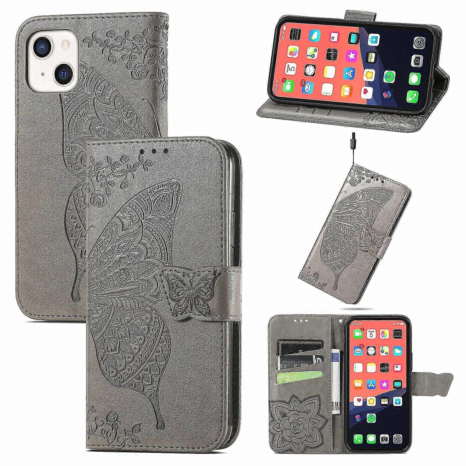 Butterfly Love Flower Leather Case For iPhone 13 mini