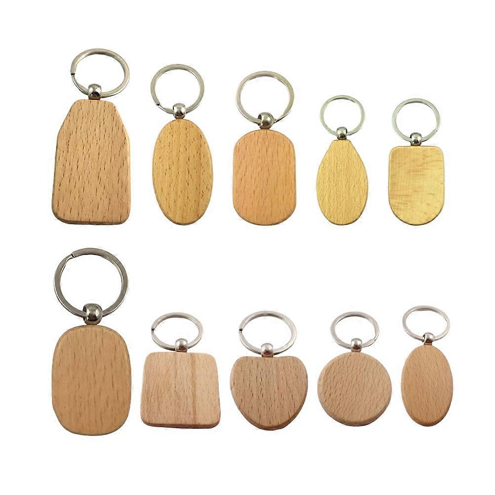 Pendant Key Chain Wooden Keychain For Personalization Projects Assorted Color Hanging Decoration 10Pcs