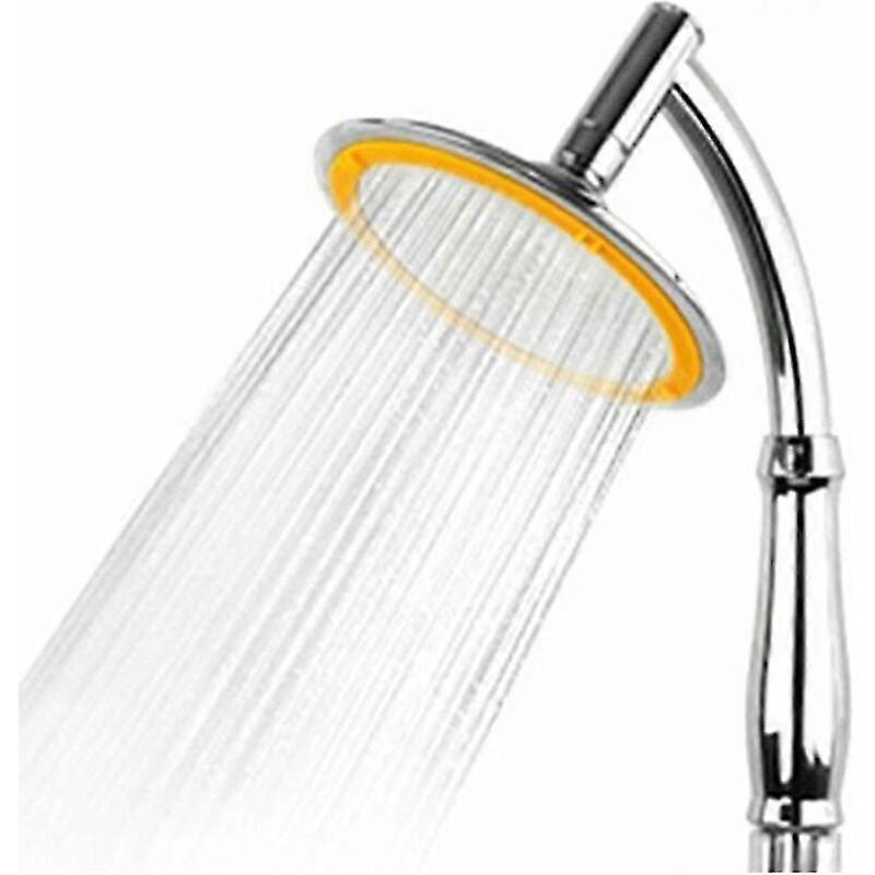 Modern round shower head in stainless steel, pressure boosting, water-saving, swivel design, large size - Silver