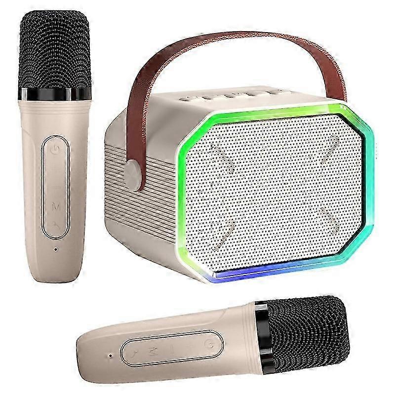 Bluetooth Speaker Karaoke Machine with LED Lighting and 2 Wireless Microphones for Kids and Adults - Blue