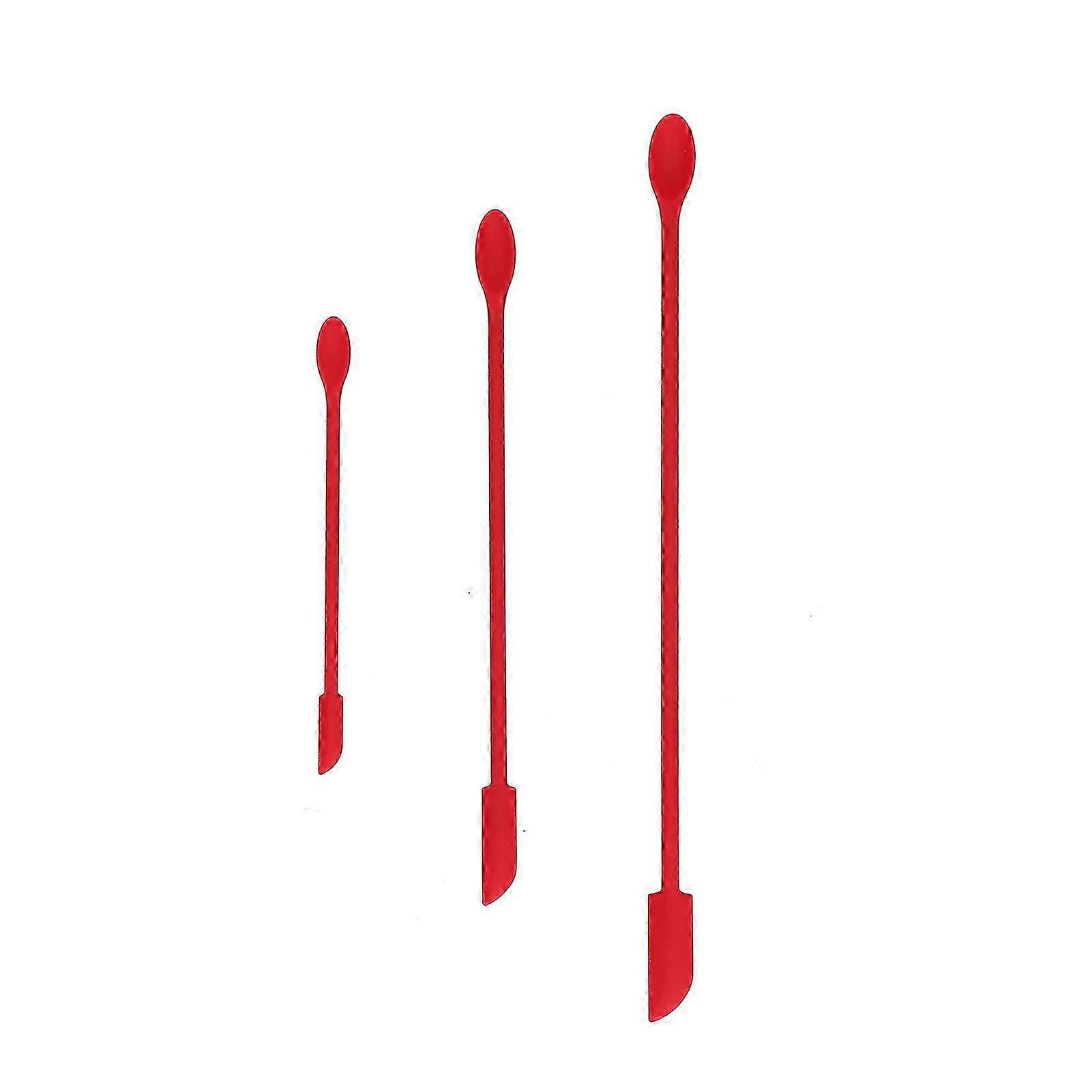 Small Double Headed Silicone Spatula Set for Jam Cake Cream Makeup 3pcs Red