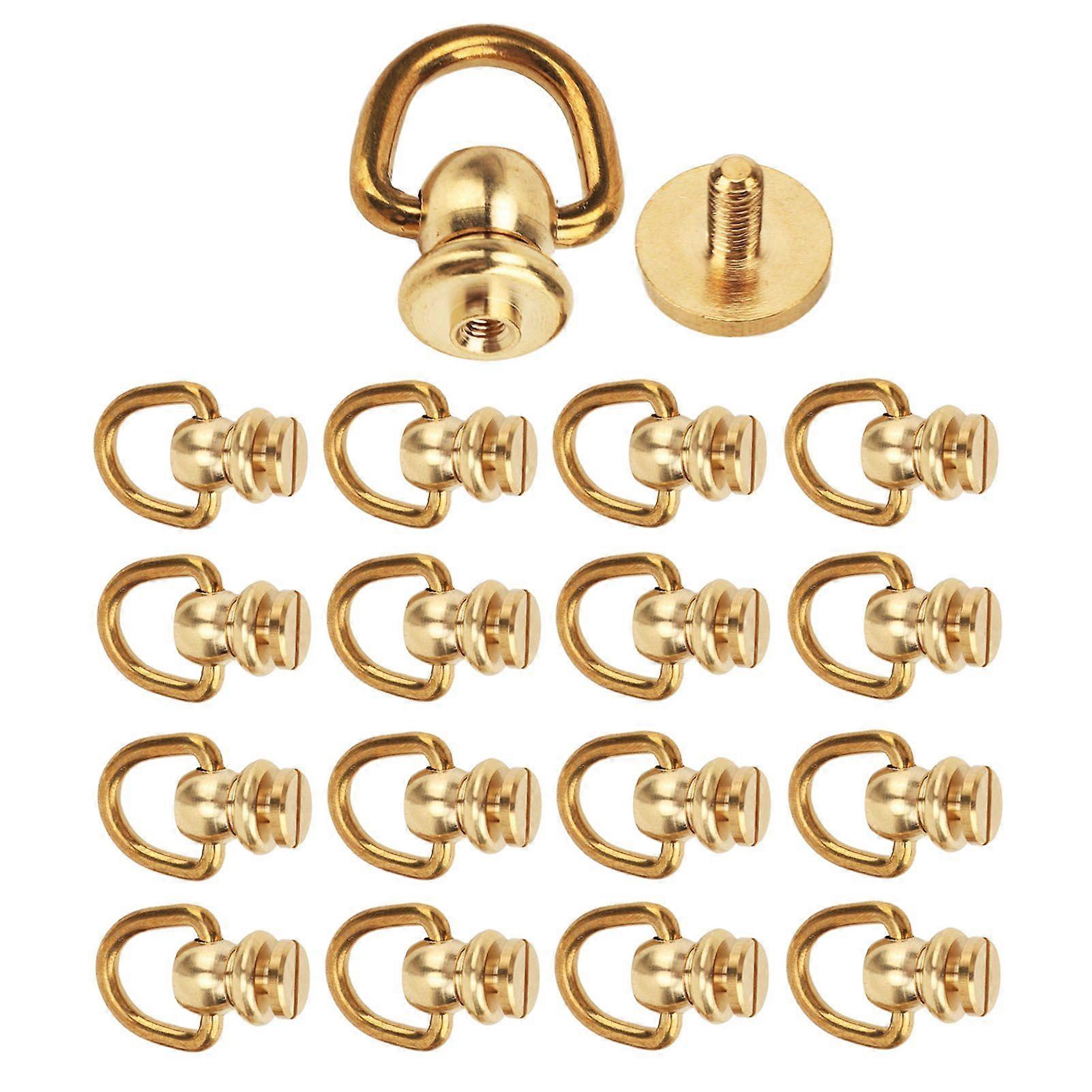 2025 Latest Model 12 Sets D Ring Stud Screw Gold Brass Metal Plating D Ring