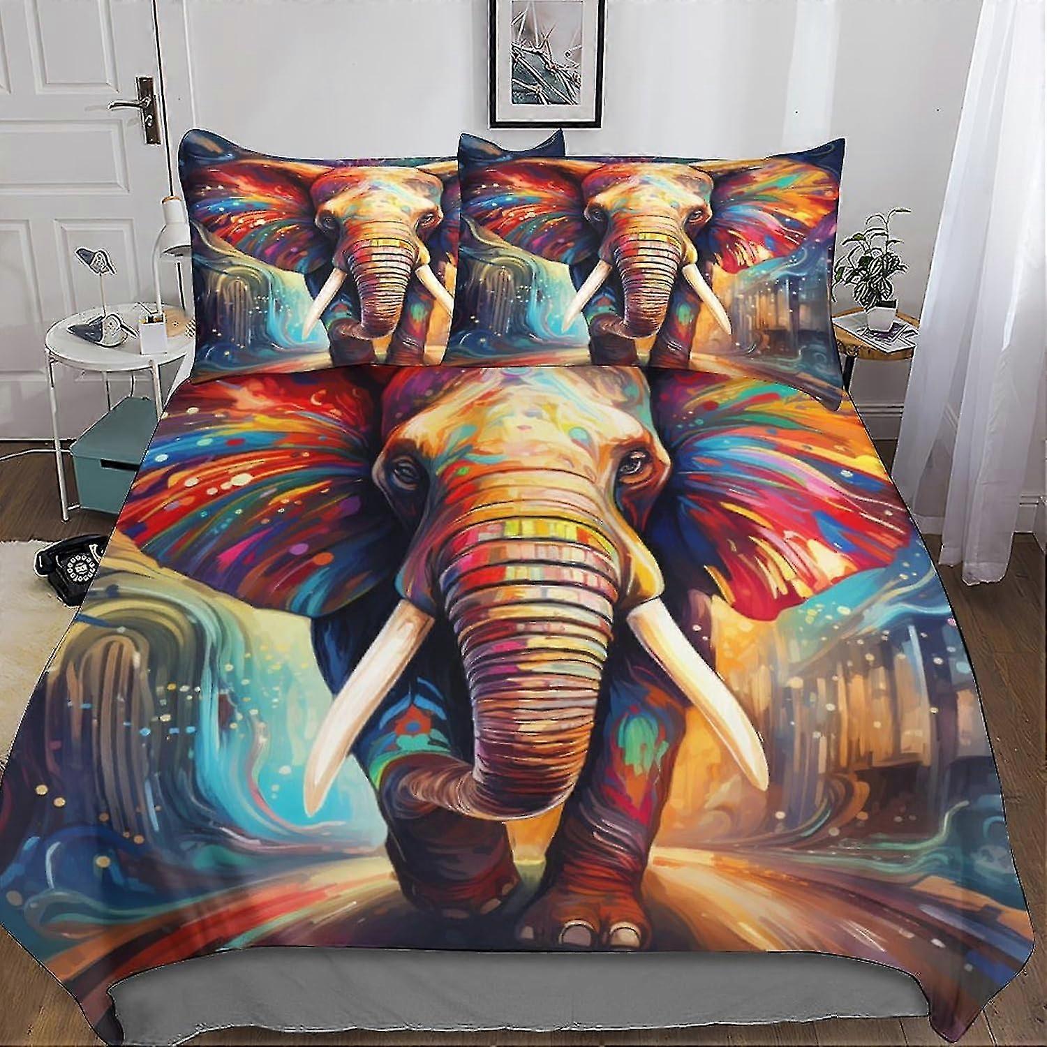 Conjuntos de cama de elefante criativo Capa de edredom 3D Conjunto de capa de edredom decorativa para crianças Conjunto de 3 peças com fecho de zíper Microfibra macia