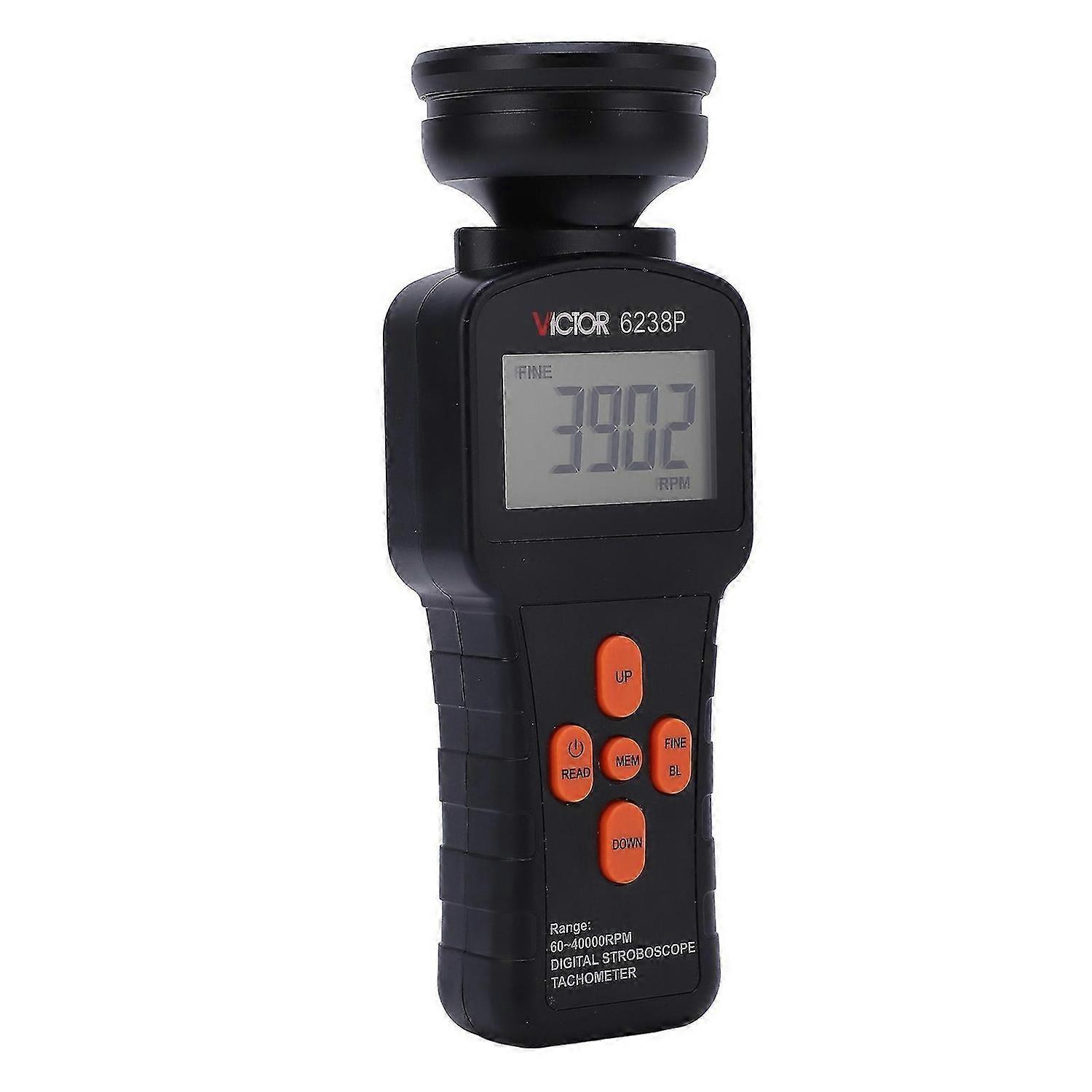 6238P Portable Large LCD Handheld Digital Stroboscope Flash Tachometer Revolution Meter