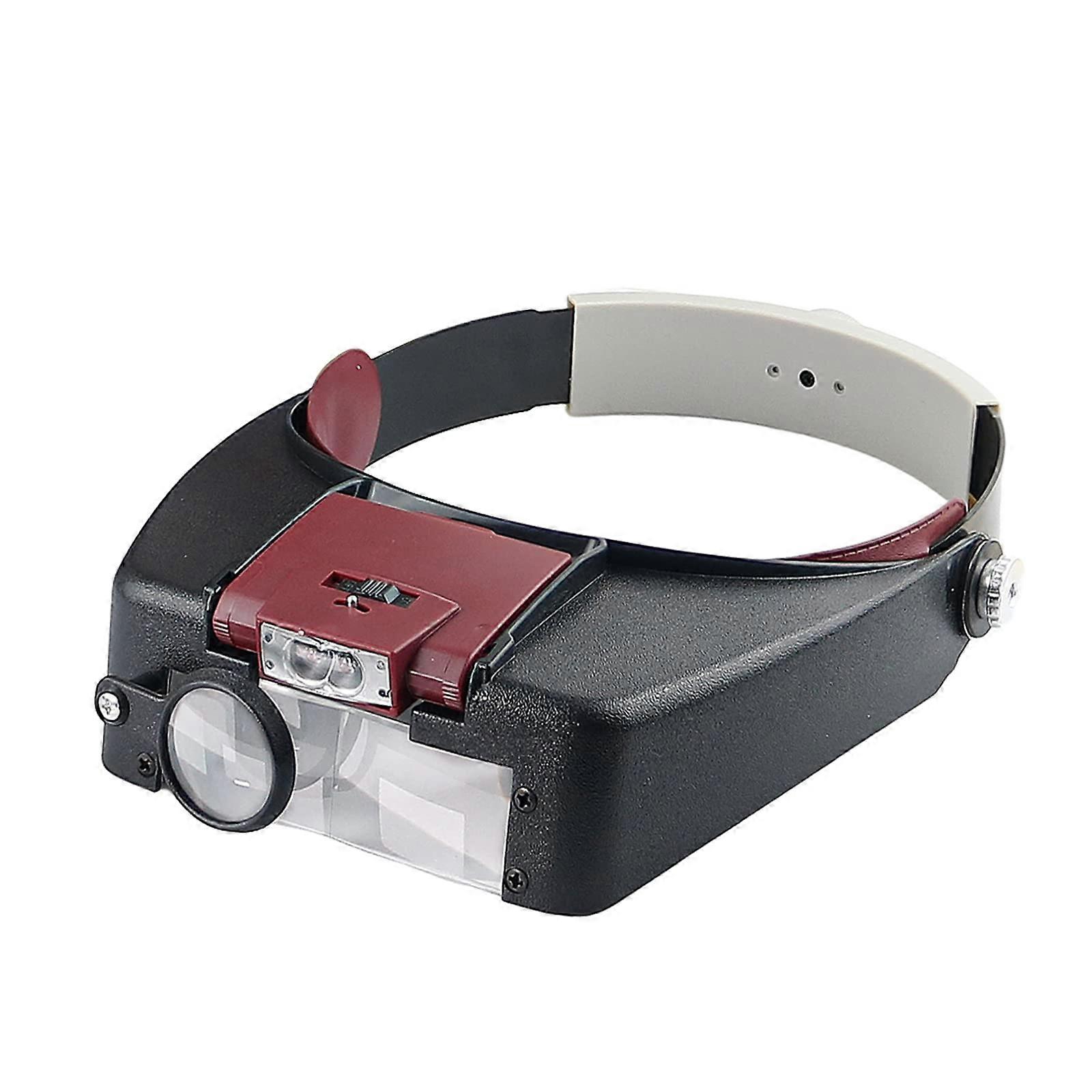 Headband Magnifier with 2 LED Lights Headlamp Magnifier 1.5X 3X 6.5X 8X Glasses Magnifier for Repairs Reading Jewellery Making UC25