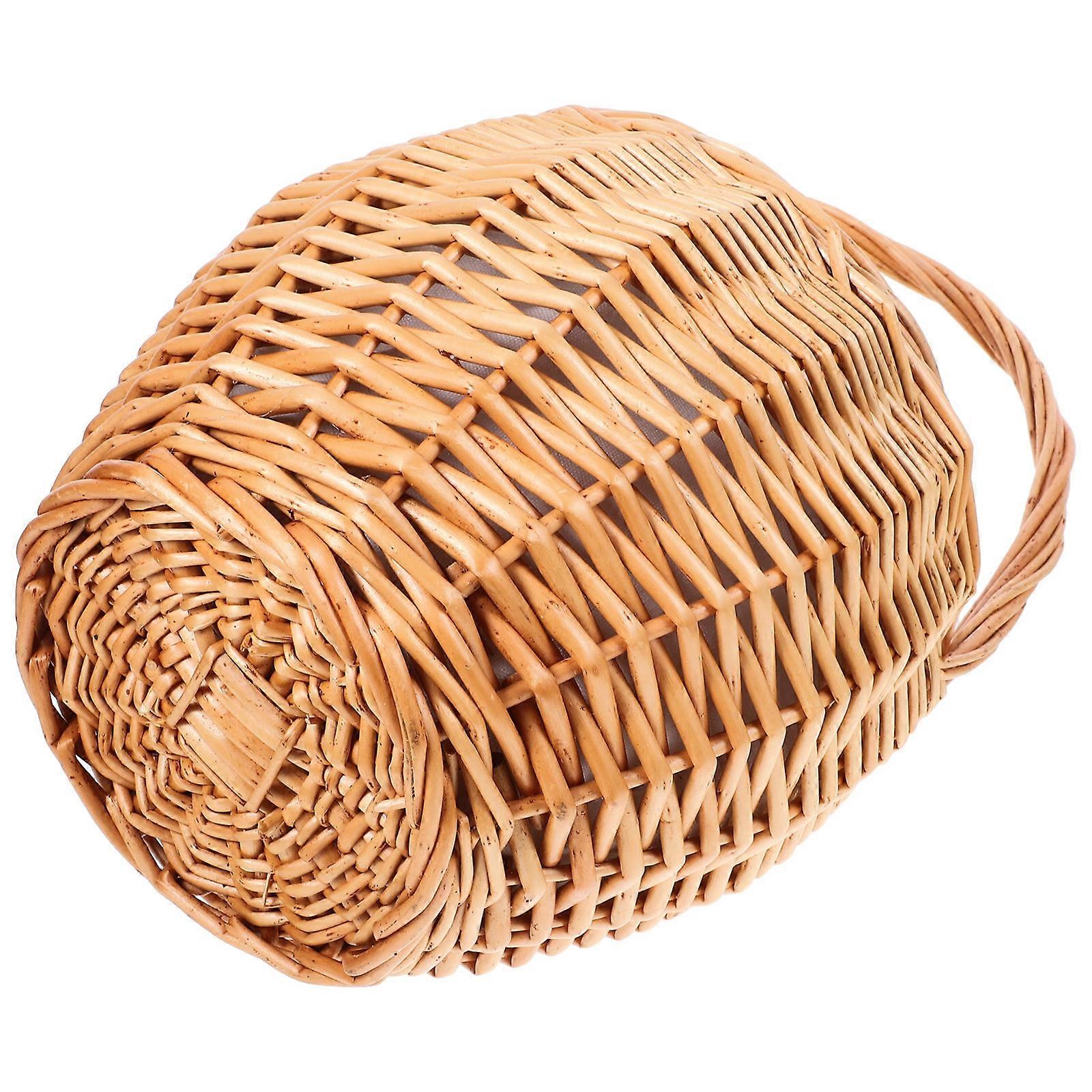 Wicker Rattan Picnic Basket Woven Handheld Basket Picnic Storage Container Chocolate 34.00X20.50X23.50CM Picnic 1Pack