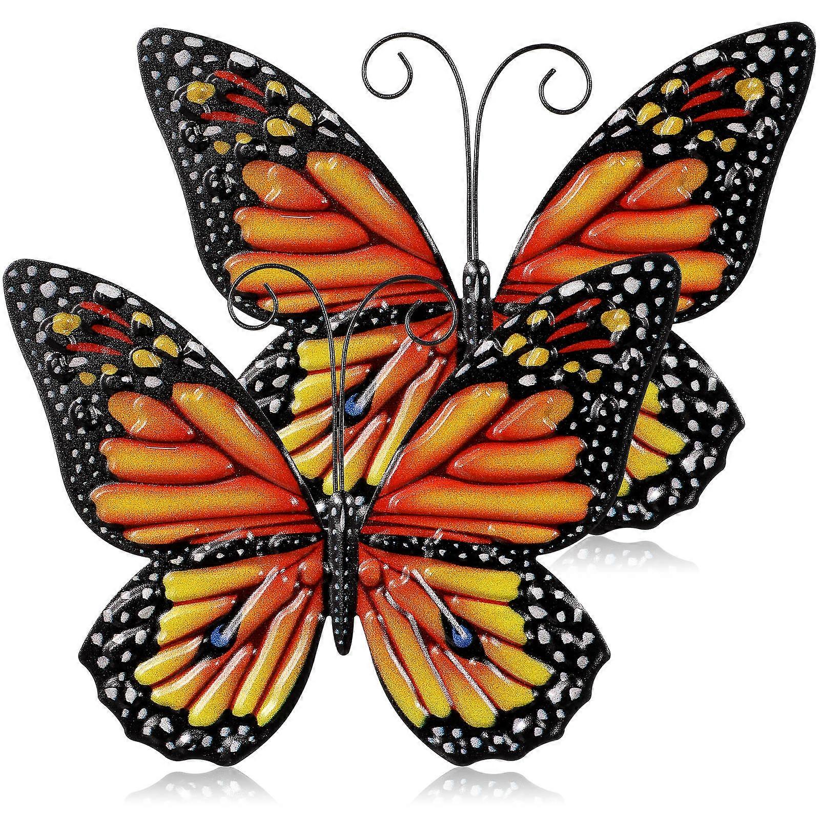 Metal Butterfly Wall Hanging Decor For Indoor Walls Outdoor Tables 16.00X12.00X1.00CM 2Set