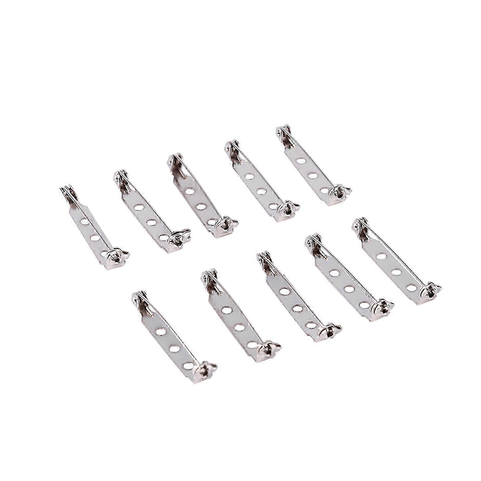 50Pcs Bar Pins Brooch Lock Back Safety Catch Rolling DIY Craft 32mm