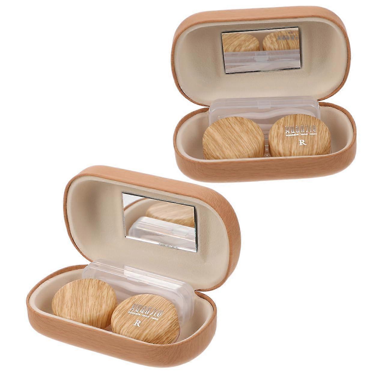 Leather Plastic Invisible Box Portable Carrier Mirror Set of 2 for Travel Durable Lightweight Design