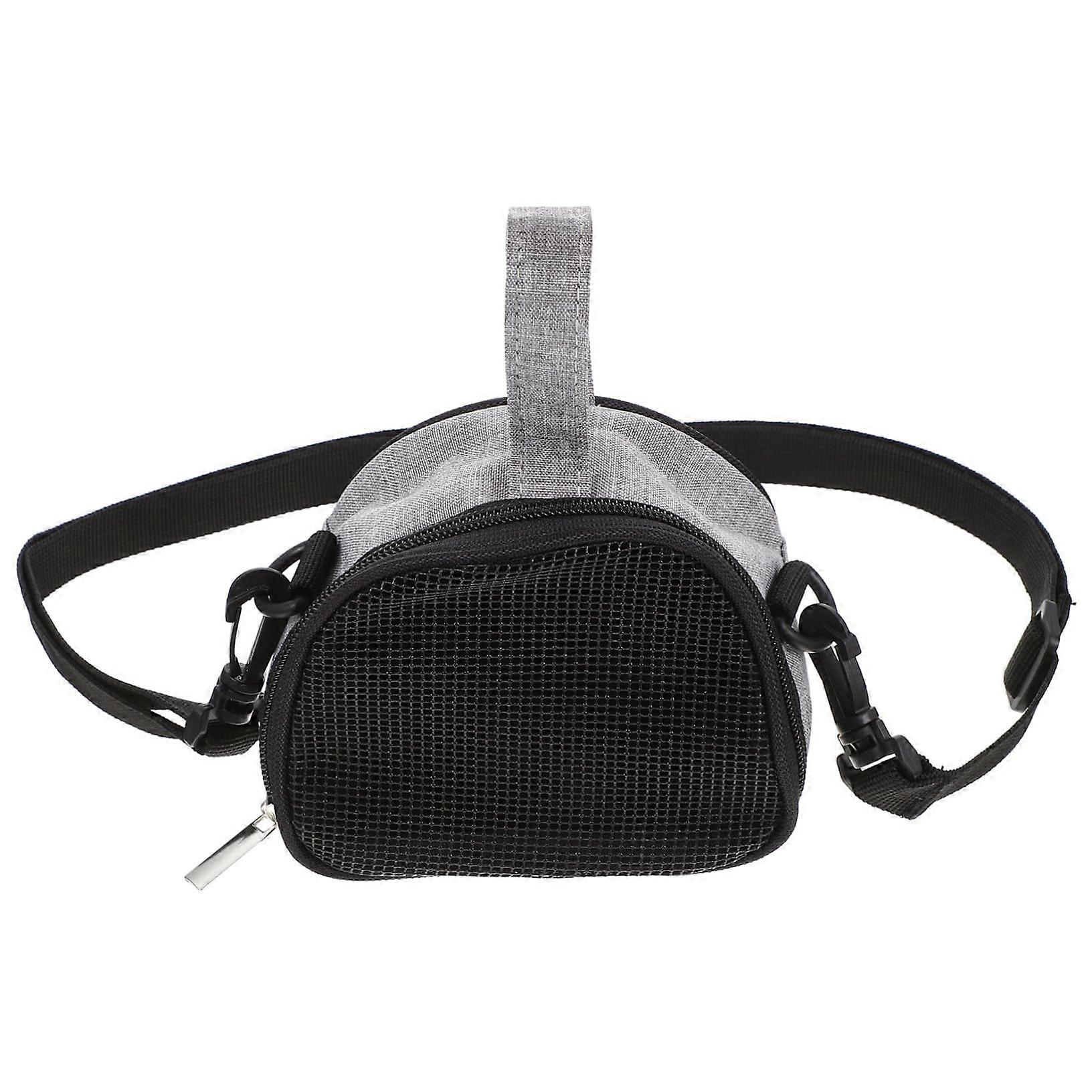 Portable Hamster Travel Carrier Mesh Breathable Oxford Fabric Grey Size S Shoulder Strap