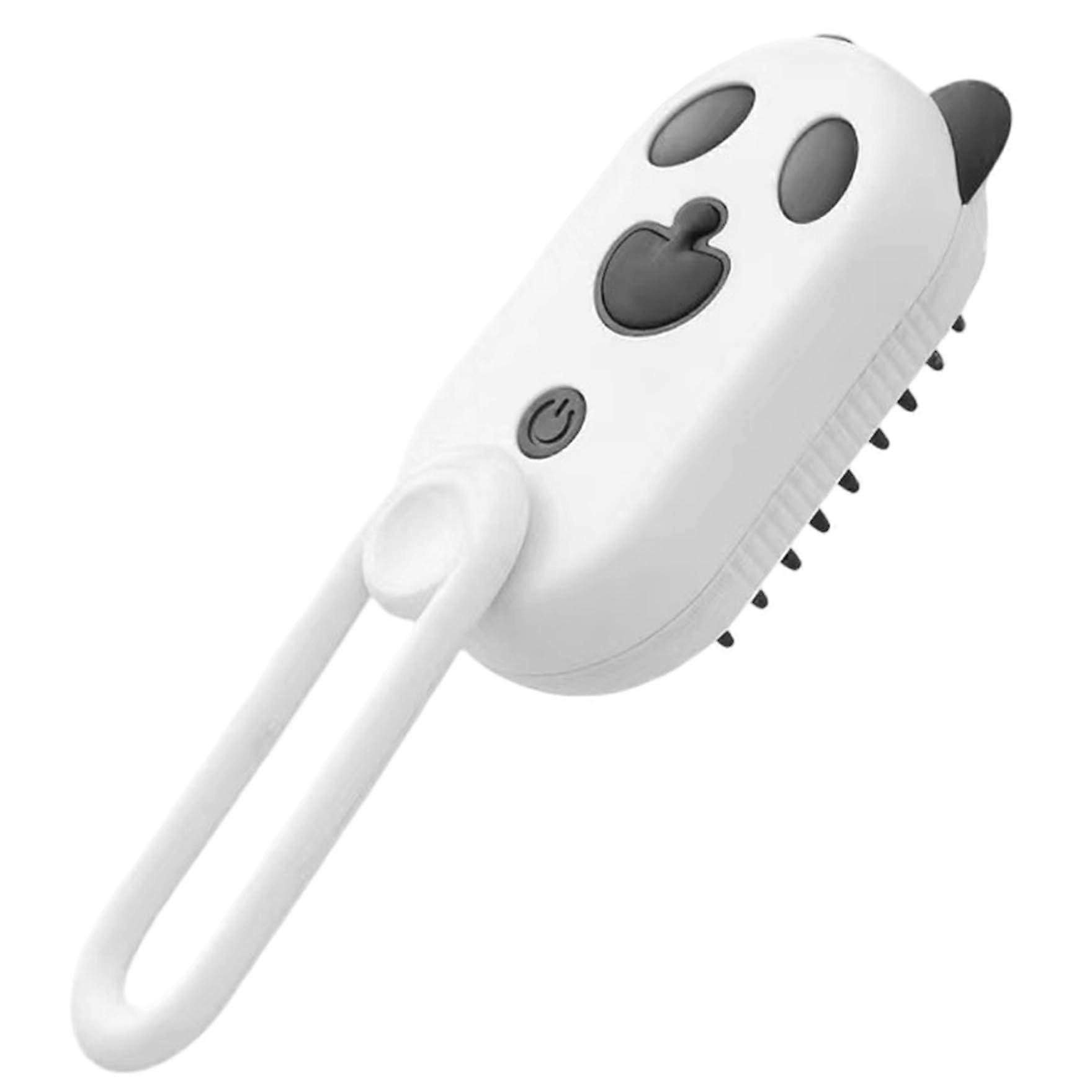 3in1 PandaShaped USB Steam Brush for Cats and Dogs with Rotating Handle for Indoor Grooming.