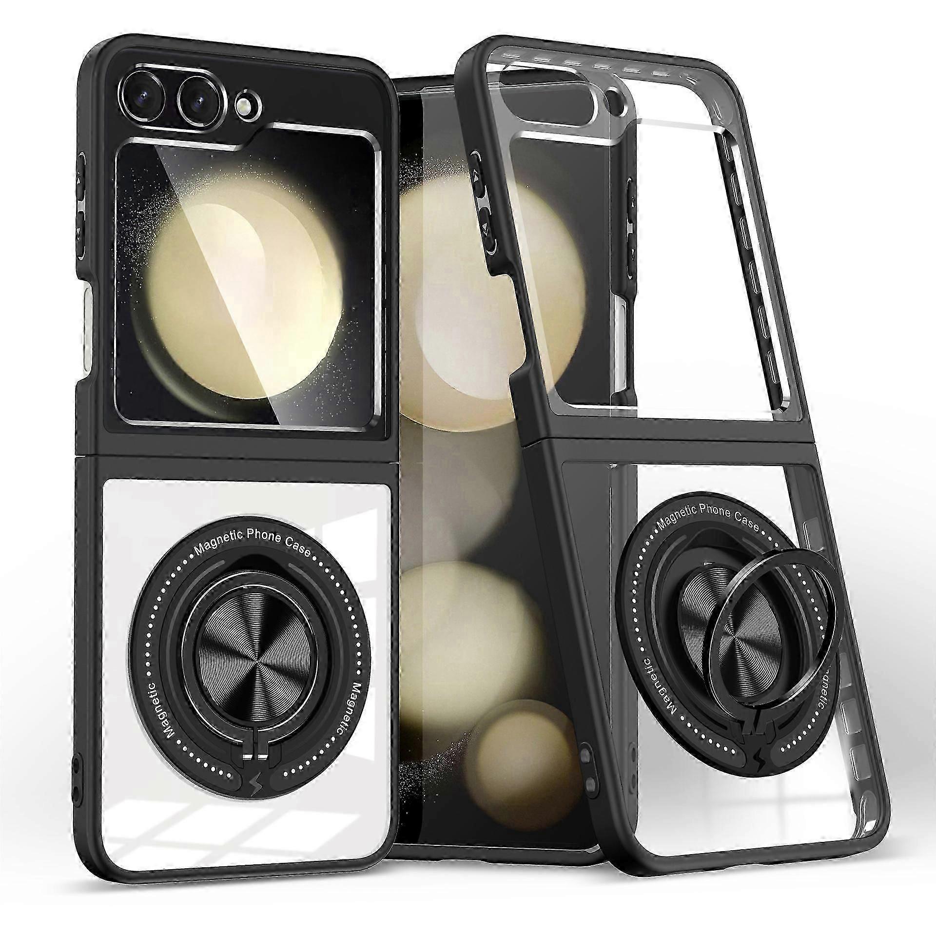 Magnetic MagSafe Case for Samsung Galaxy Z Flip 6, Slim Military Grade Shockproof Case with Magnetic Ring Kickstand