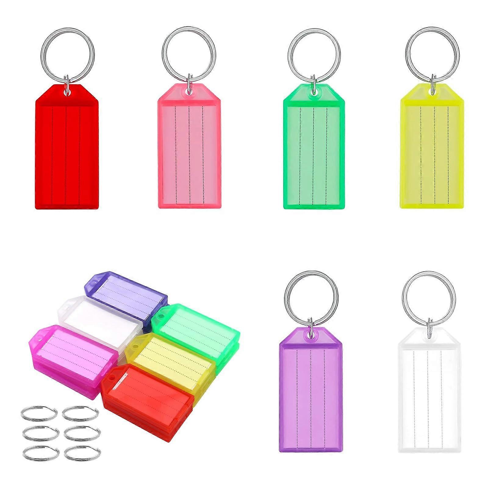 Pack of 30 Key Fob Labels for Labelling with Split Ring Label Window, Signs Key Labelling for Suitcase, 6 Colours