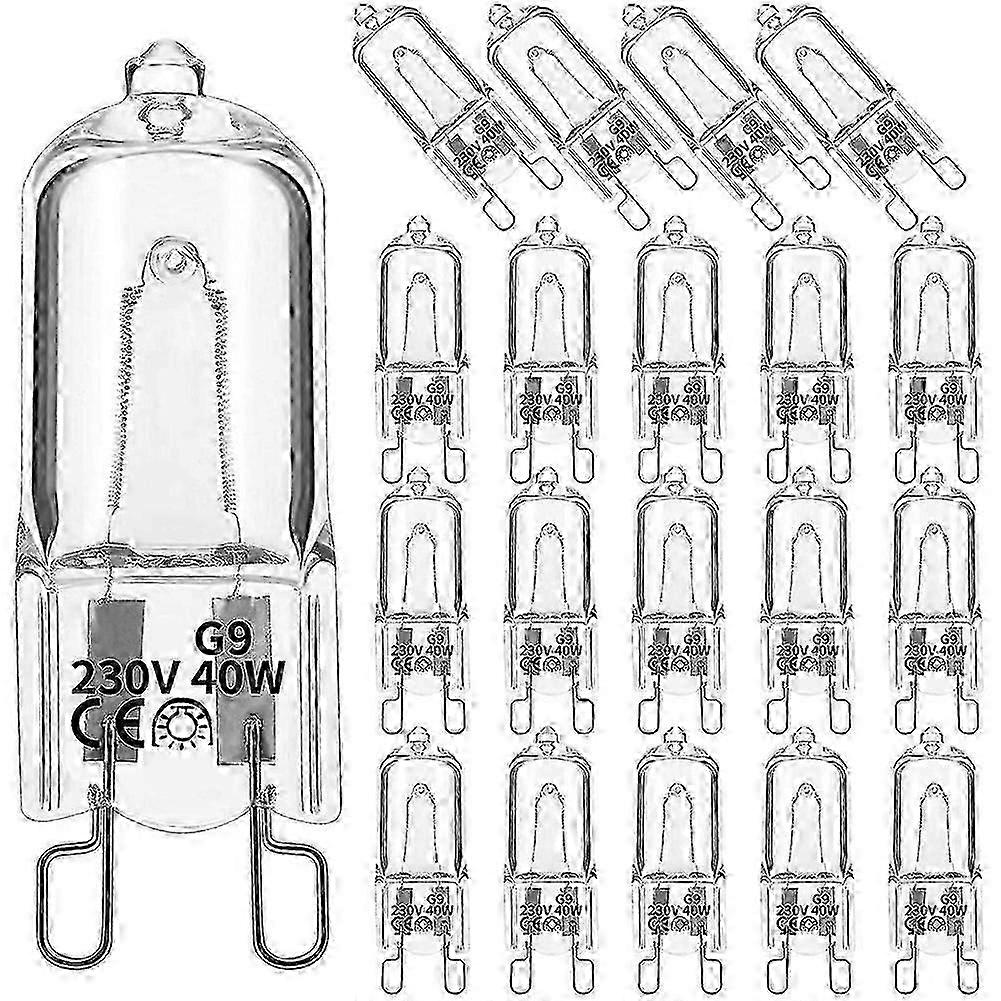 Lot de 20 ampoules halogènes G9, 40 W, transparentes, à intensité variable, blanc chaud 2 800 K, pour lustres, suspensions
