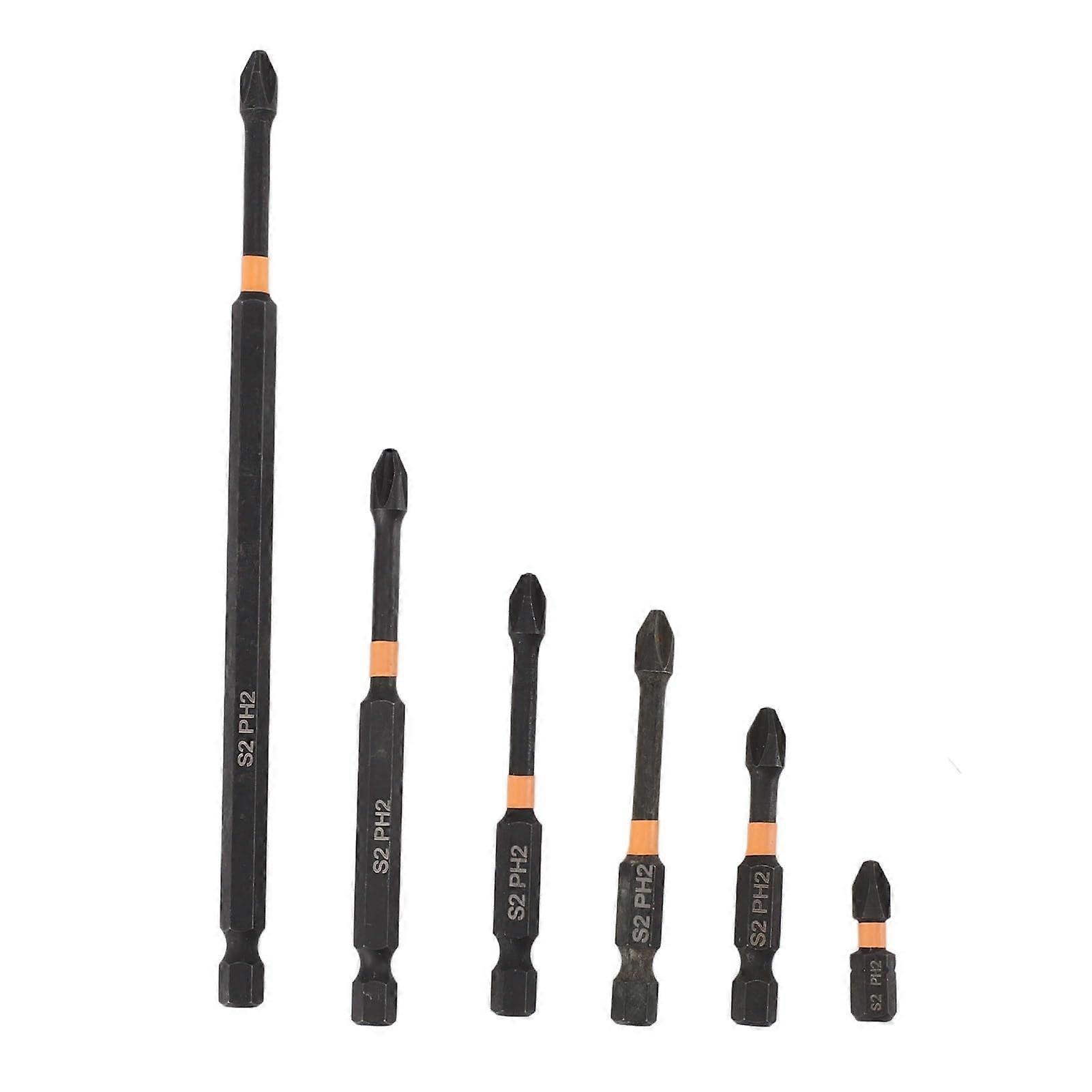 6pcs Set Magnetic Cross Bit Impact S2 Steel Screwdriver Bits with 1/4 Inch Hex Shank for Wide Compatibility and Versatile Use