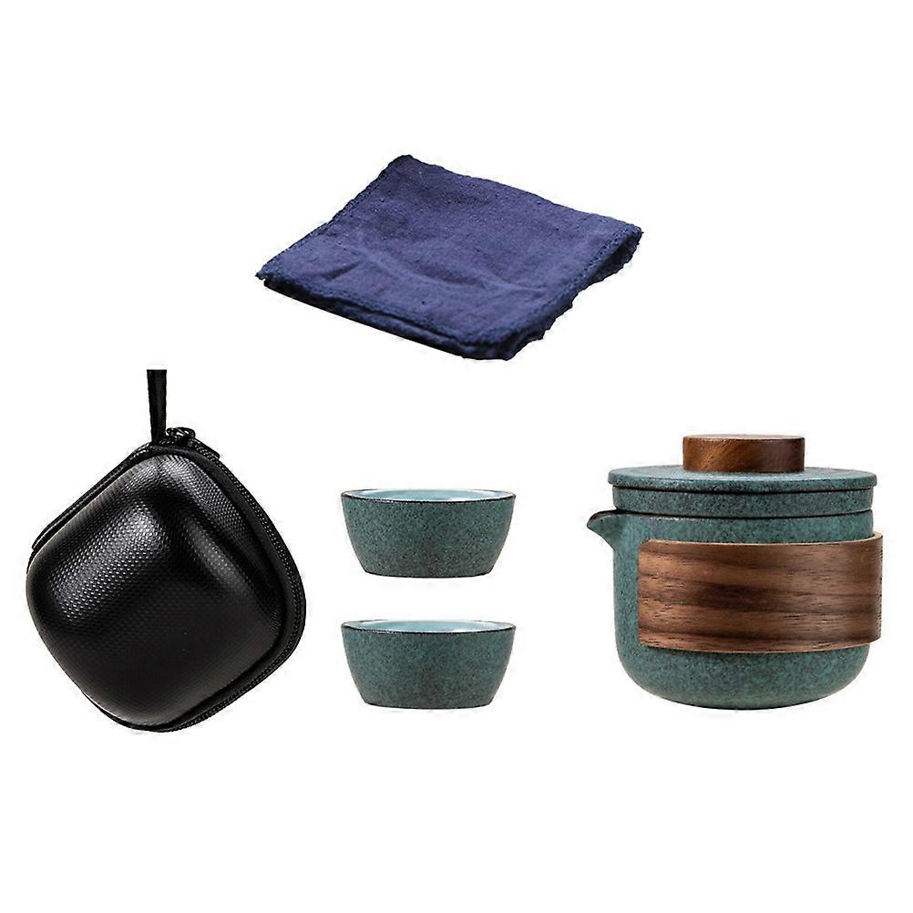 Portable Tea Cups Set Chic Kung Fu Tea Set Wood Material Personal Gatherings 8.6X8.6X7.5CM 1 Set
