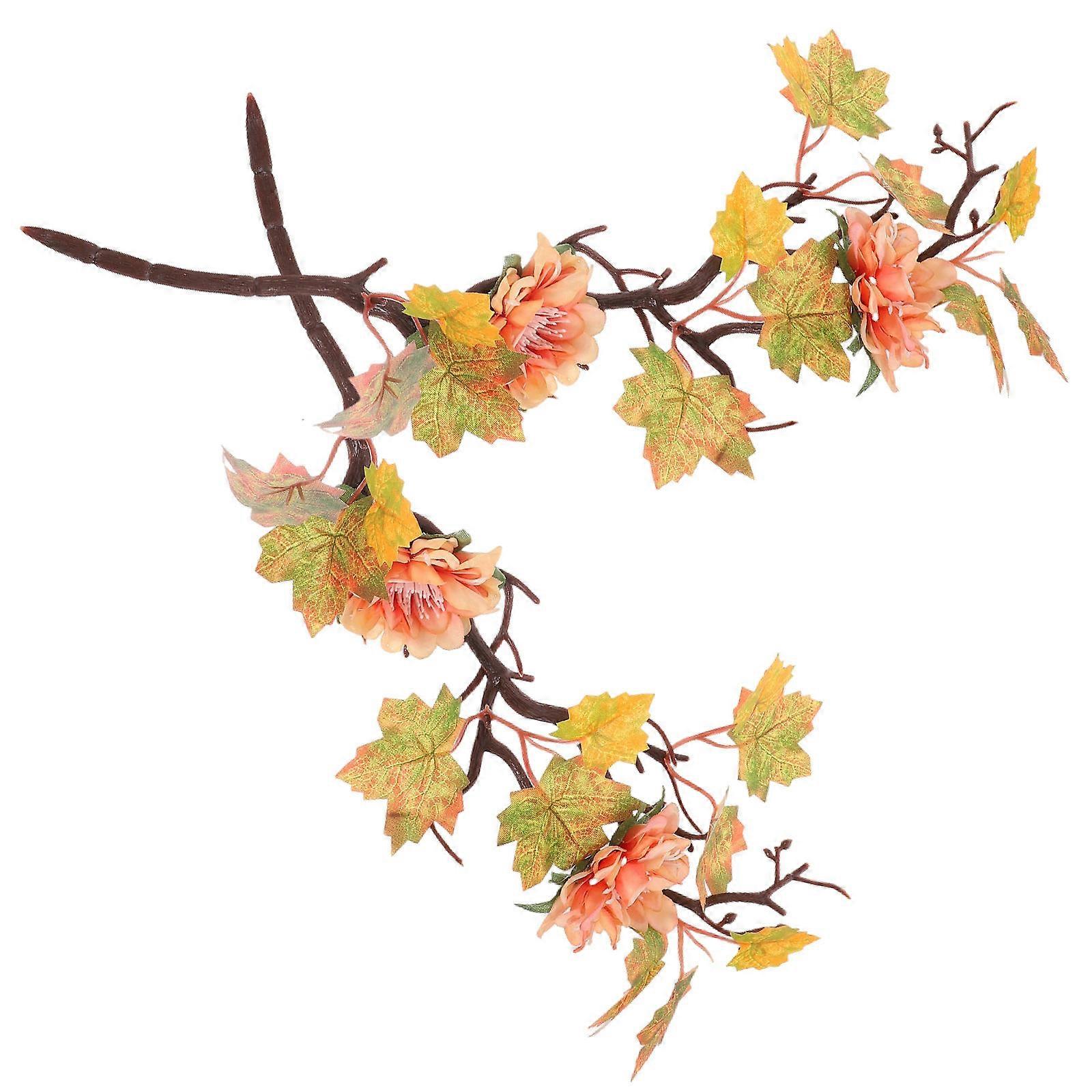 Maple Leaf For Vase Decor Artificial Maple Leaf Stems Homeowners Multi 32x10cm 2Pcs