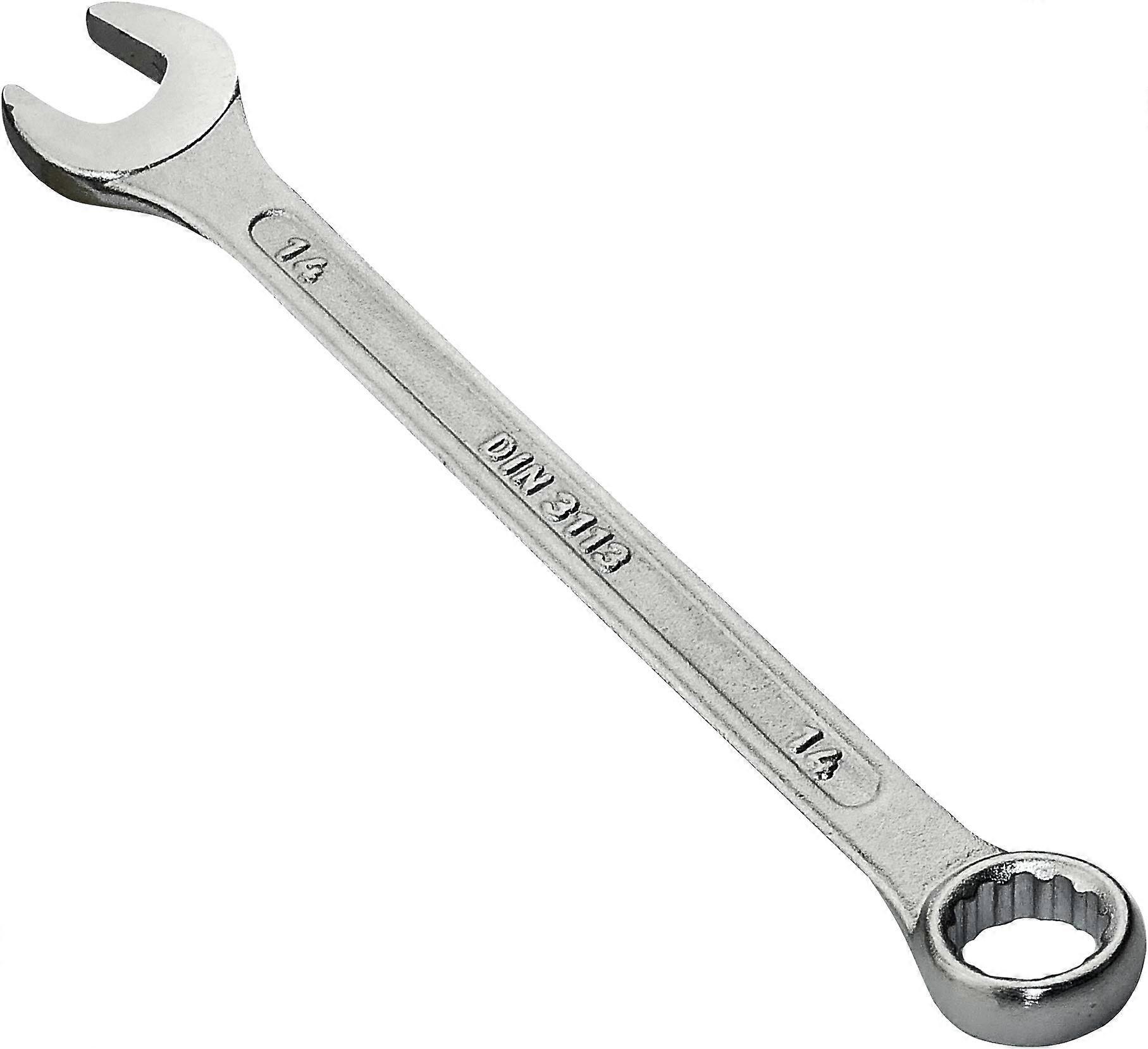 Open-End Wrench C45578, 14 mm, Mixed Metric, Fork and Ring/Eyelet 12-Sided, CR-V Steel, Straight Handle, DIN 3113, Silver