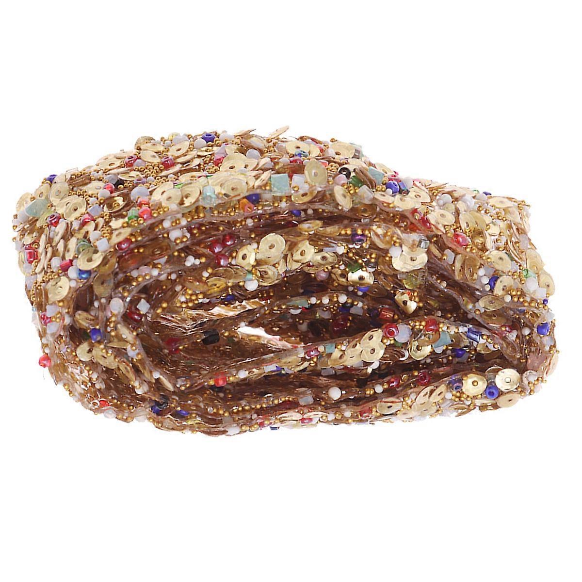 Golden Rhinestone Shell Trim for Decoration with Hot Melt Adhesive Glue Backing 1 Meter 3 5cm Width