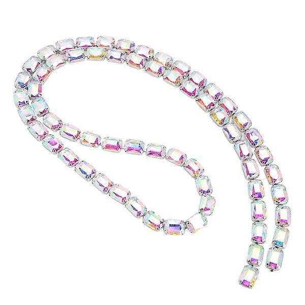 Pendentif chaîne en verre rectangulaire en verre bricolage fait à la main couture vêtements chaussures accessoires (AB Colorful)