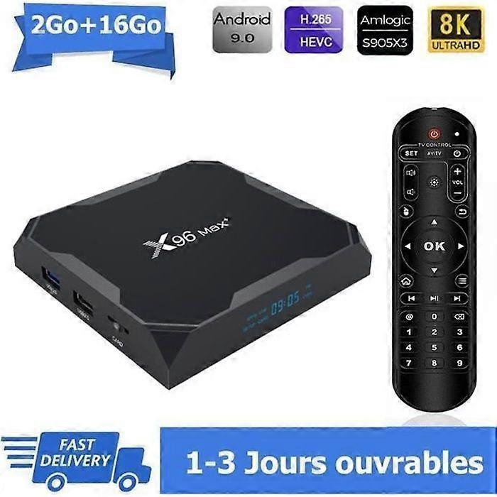 TV Box Android 9.0 X96 MAX PLUS Amlogic S905X3 2GB 16GB Quad Core H.265 4K Media Player Netflix Smart Media Box
