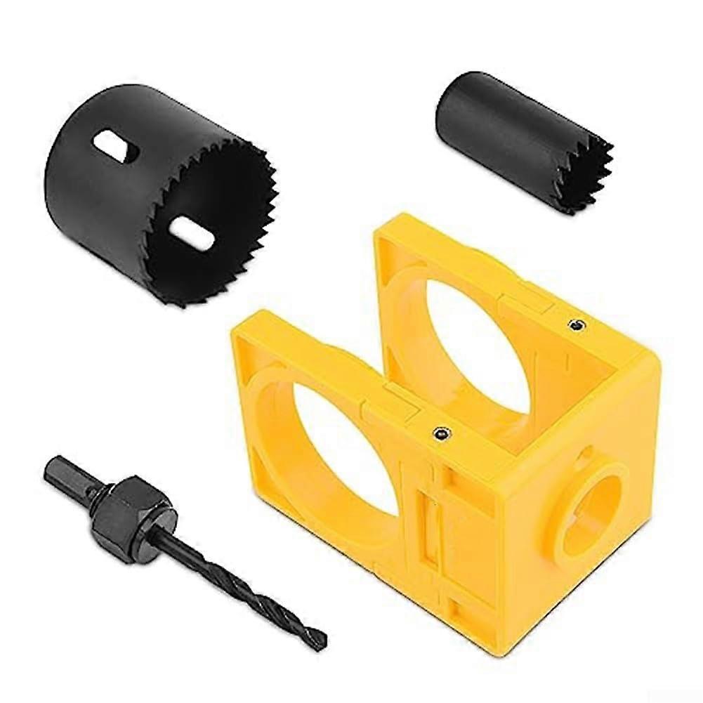 Door lock installation set, suited for wooden doors with precise alignment functions.