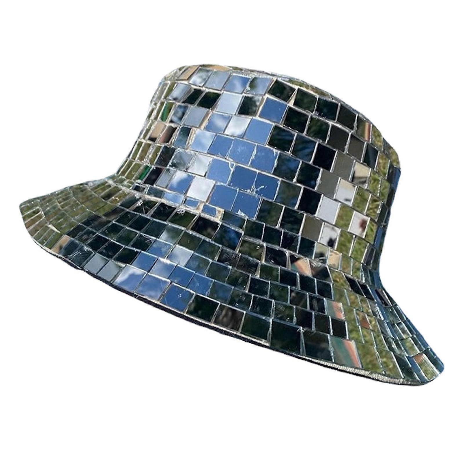 Bucket Hat, Glitter Disco Fishing Hat, Disco Ball Hats for DJ, Bucket Hat Cap with Glitter Sequins for Club, Single Attribute