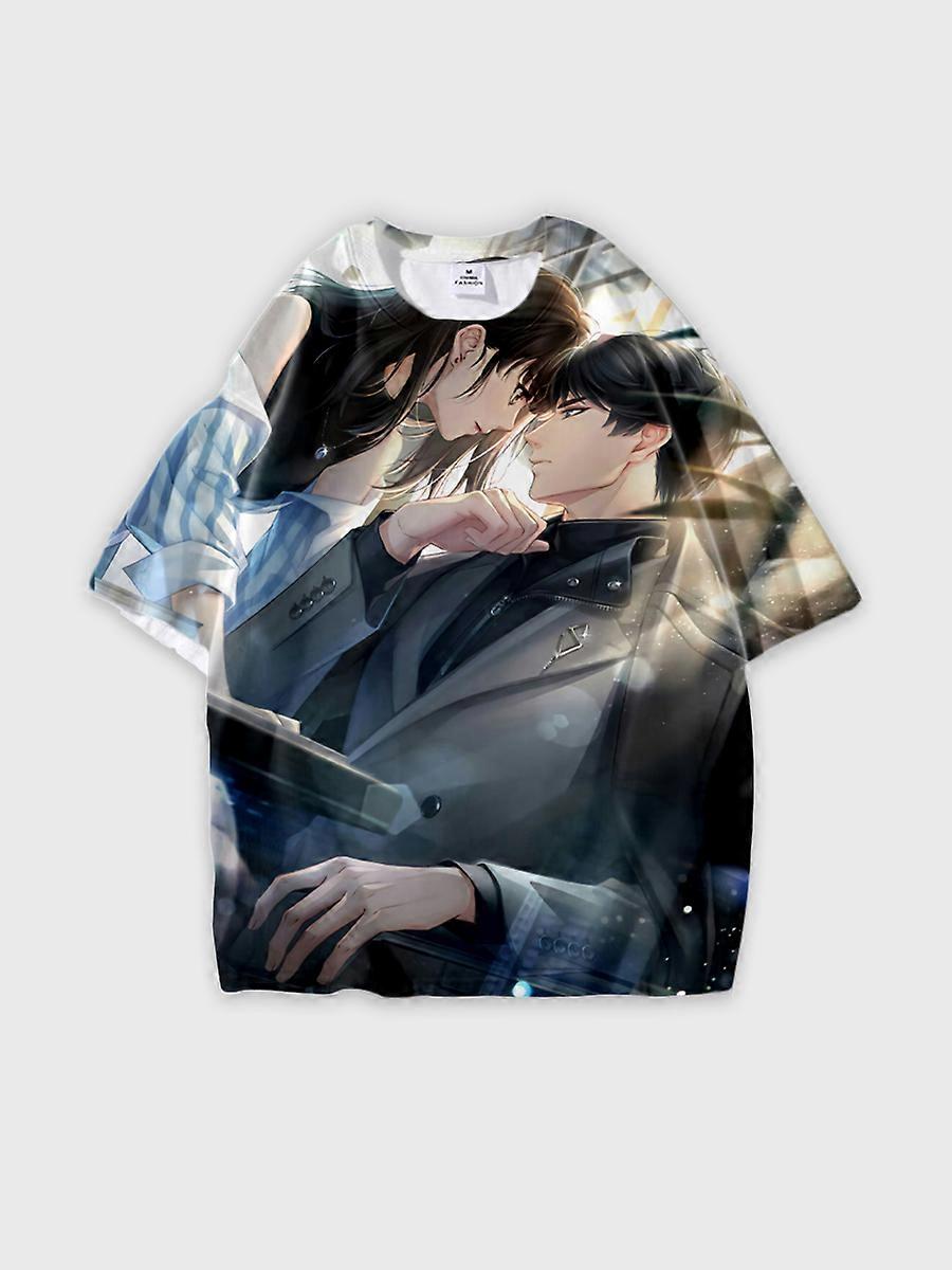 T-shirt round neck Role Pattern loose short sleeve E2567