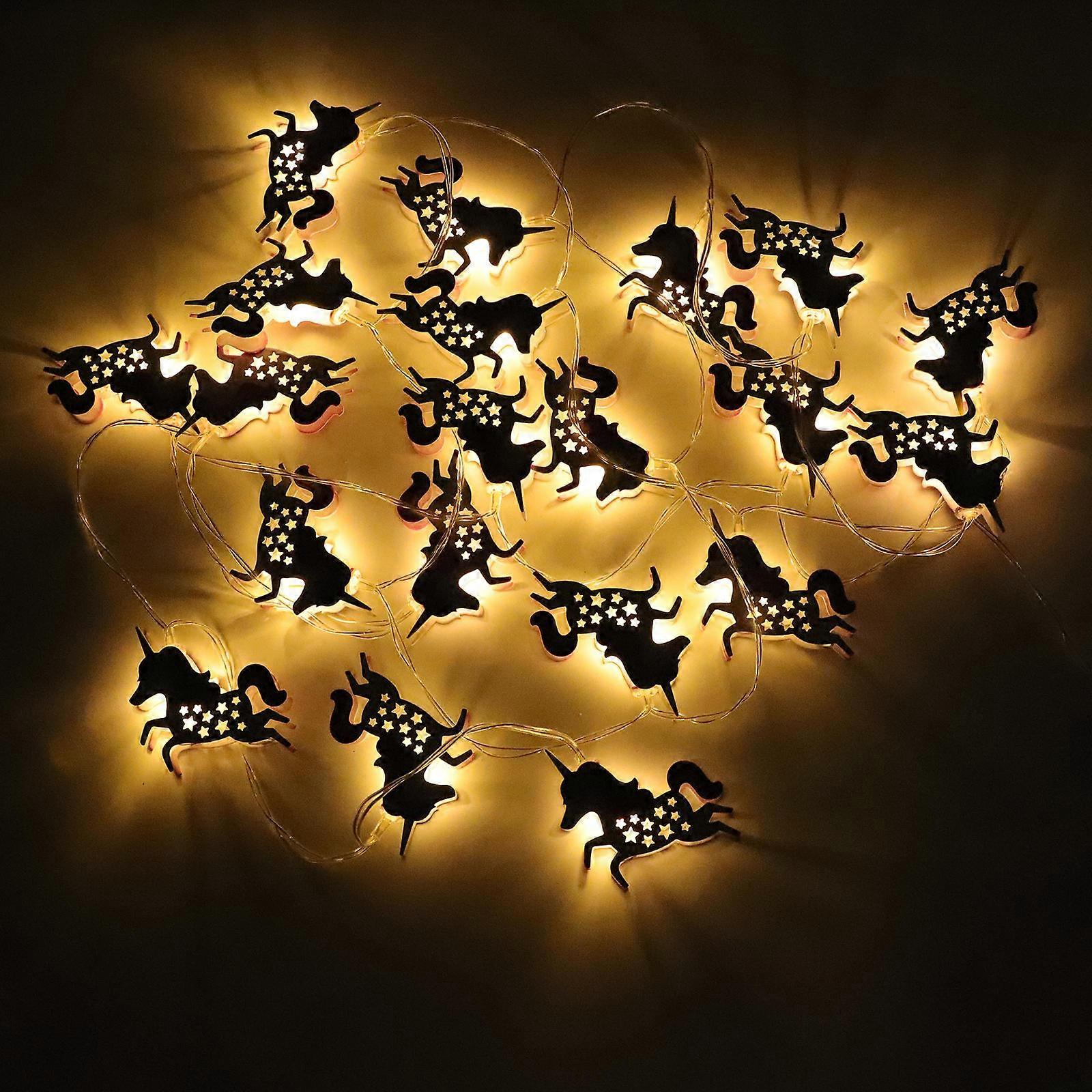 Adorable Unicorn Shaped Light String with Iron Material for Home Decor Warm White 1Set