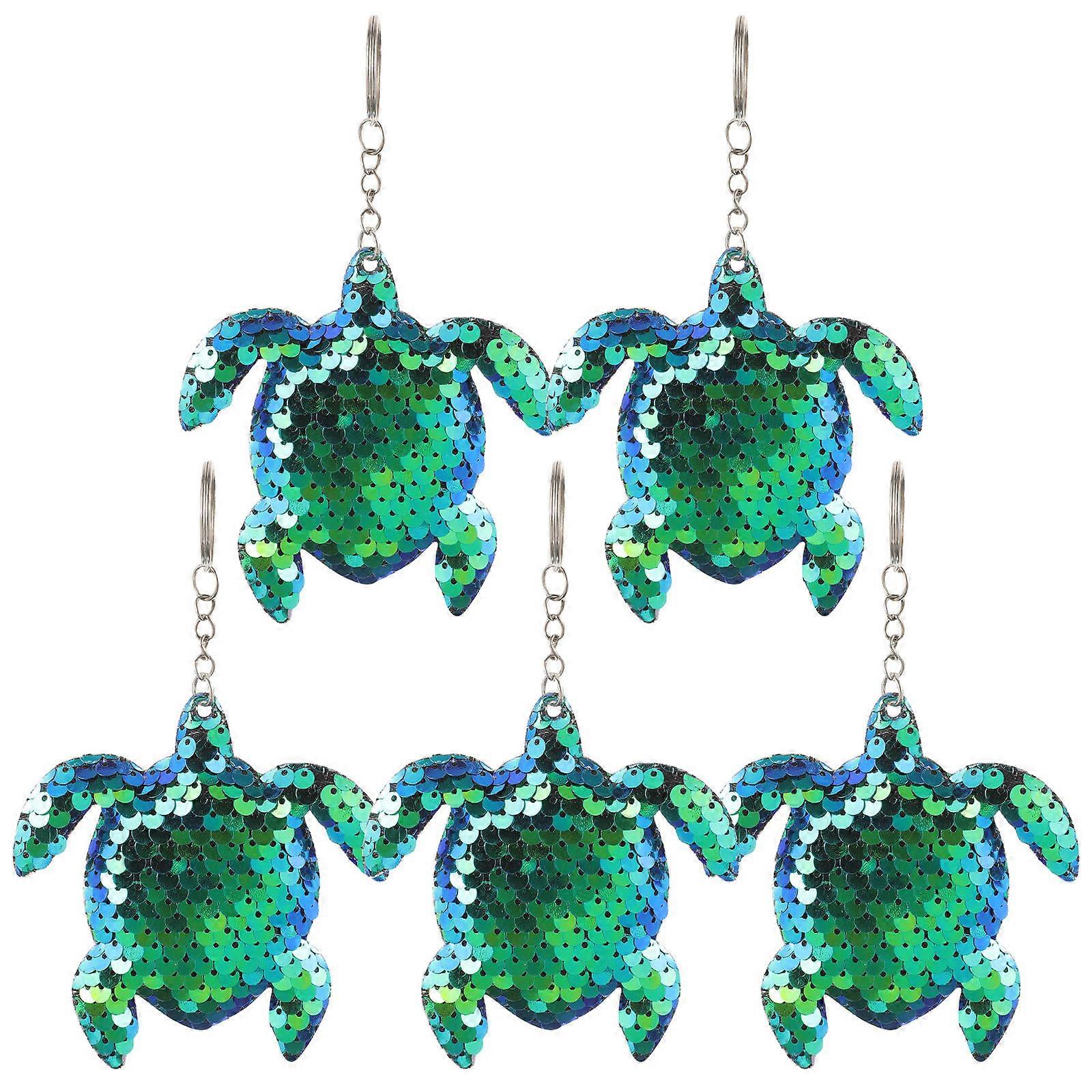 5PCS Sequin Turtle Keychain with Pendant – Lightweight Decorative Key Ring for Car, Handbag, Phone Accessories, Party Bags & Daily Use