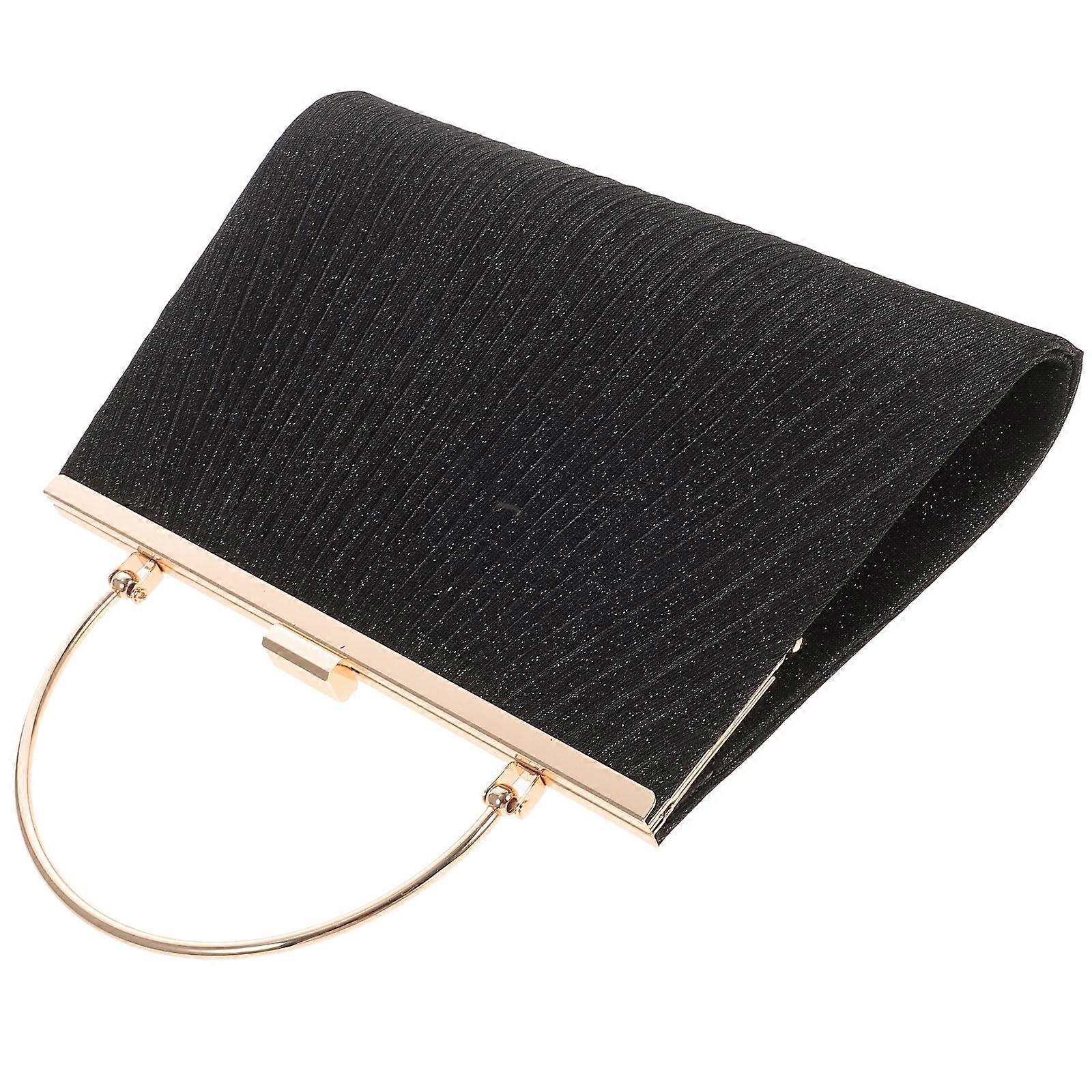 Elegant Evening Bag for Women Made of Durable Polyester and PU Black Color Great for Parties and Weddings 6 x 4 inches