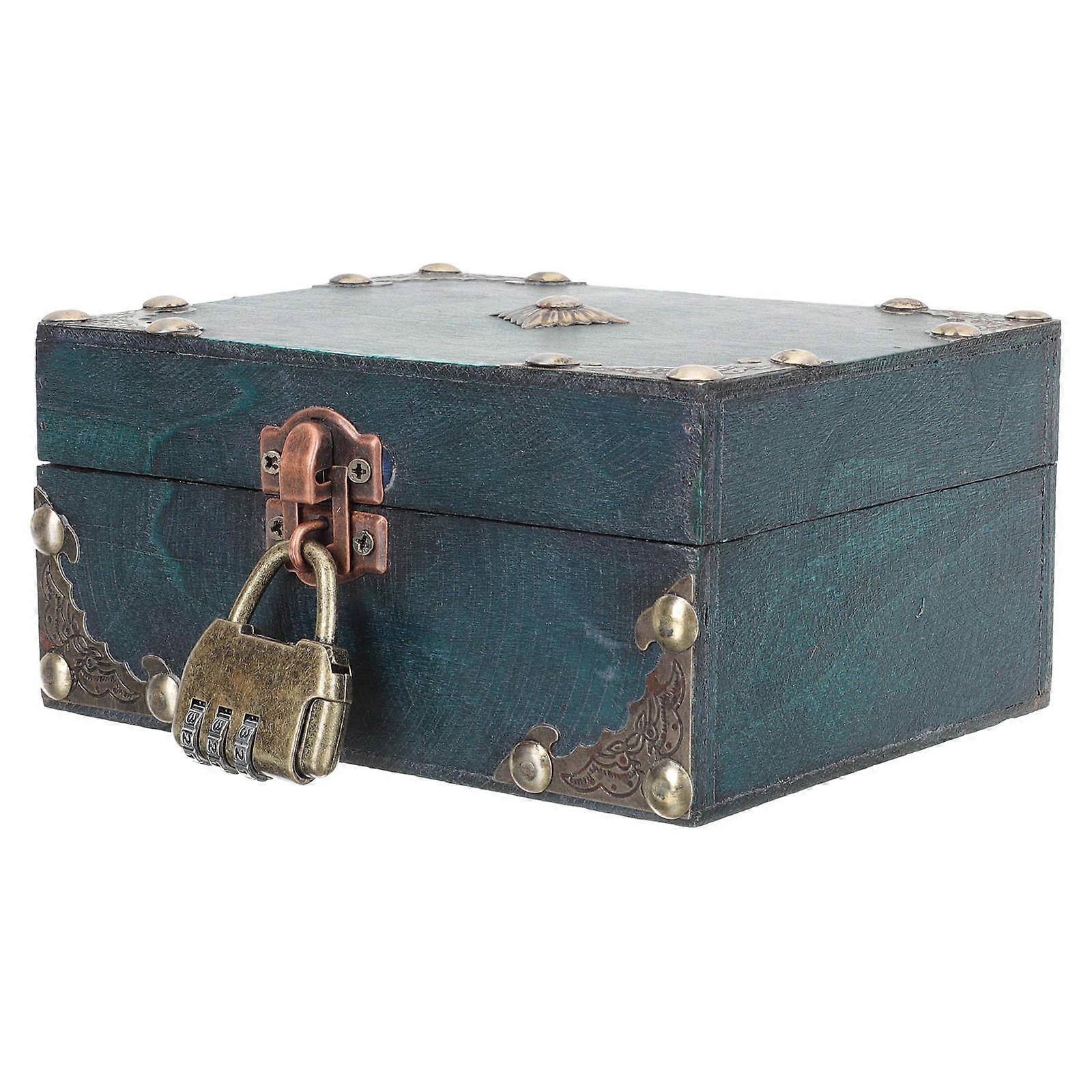Jewelry Storage Case Rectangular Elegant and Concise Design Lockable Antique Copper 1Set