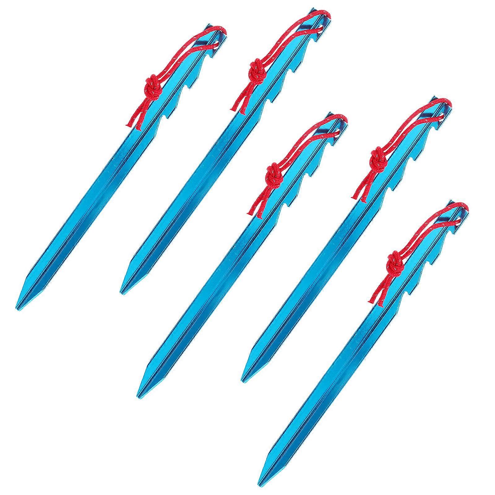 Aluminum Alloy Tent Pegs for Tent Use Blue Color Lightweight and Durable 5 Pieces