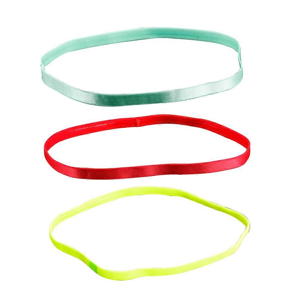 Women Elastic Headband for Exercise Assorted Color Silicone Antislip Ultrathin Super Elastic 3pcs