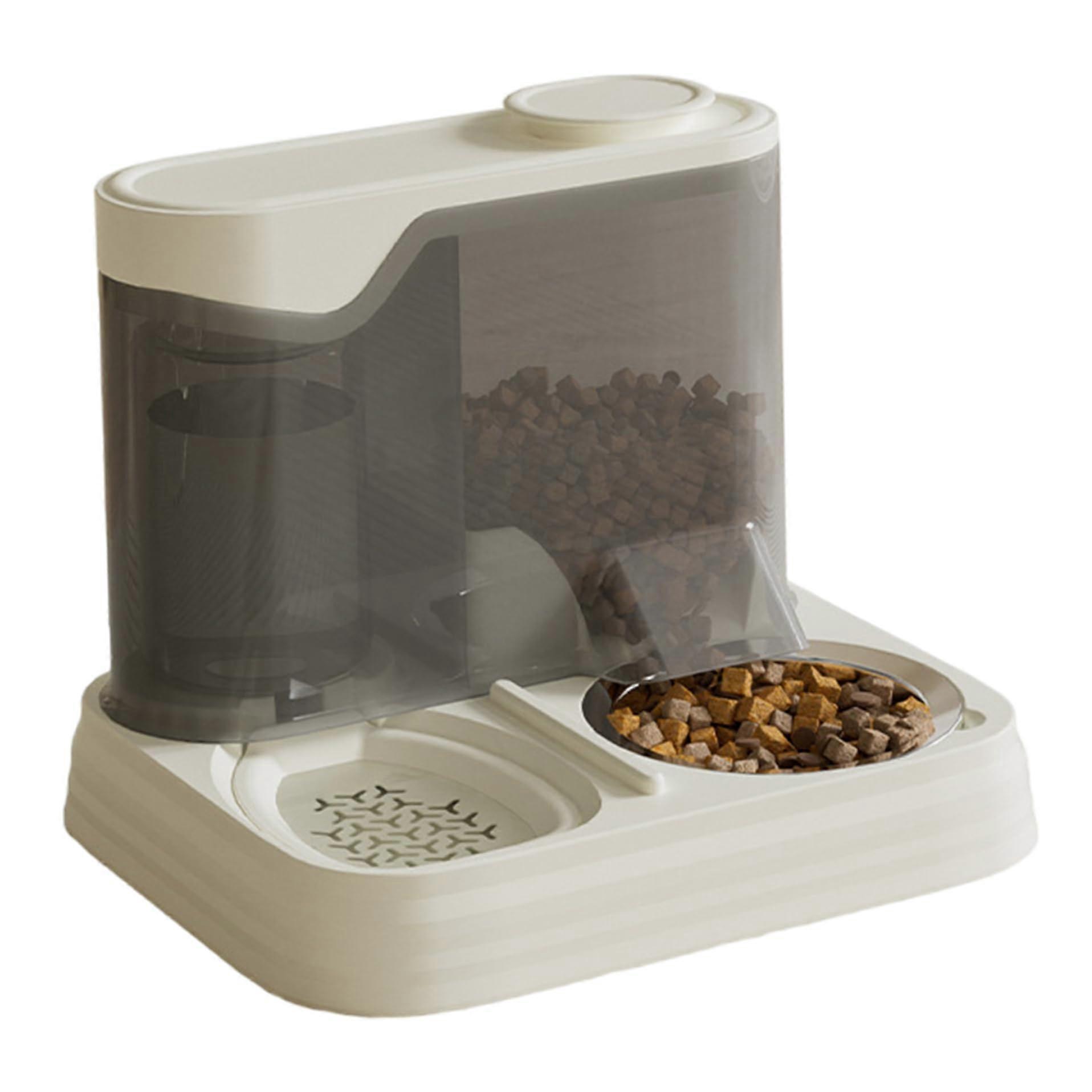 Cat food and water dispenser, 11 x 9 x 9 inches filterable automatic cat feeder with desiccant container, safe largecapacity pet supplies for home.