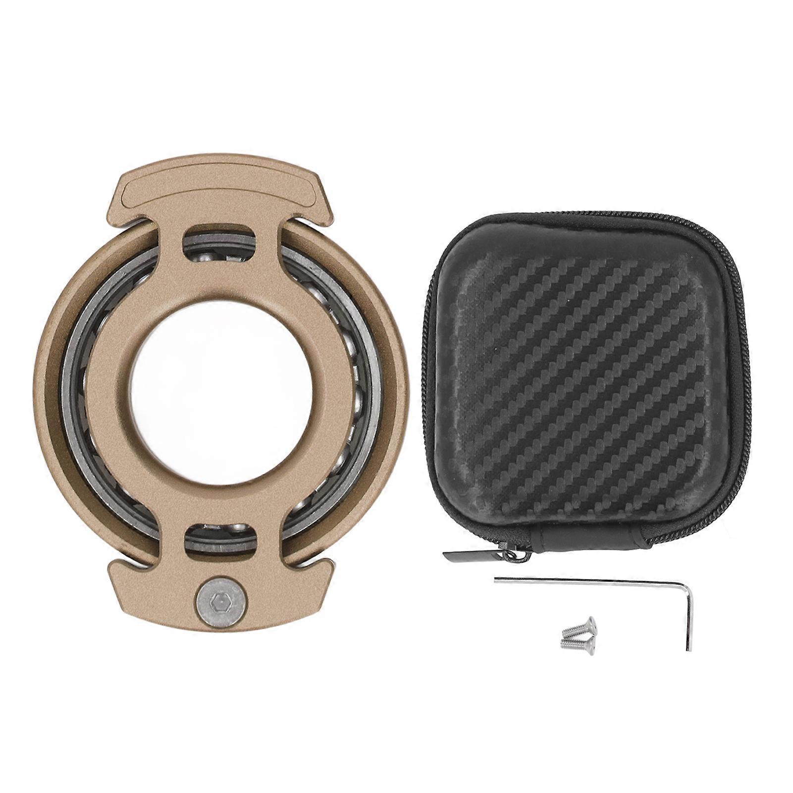 Fingertip Gyroscope Reduce Anxiety Free Rotating Metal Ring Decompression Toy with Wrench Screws Tan