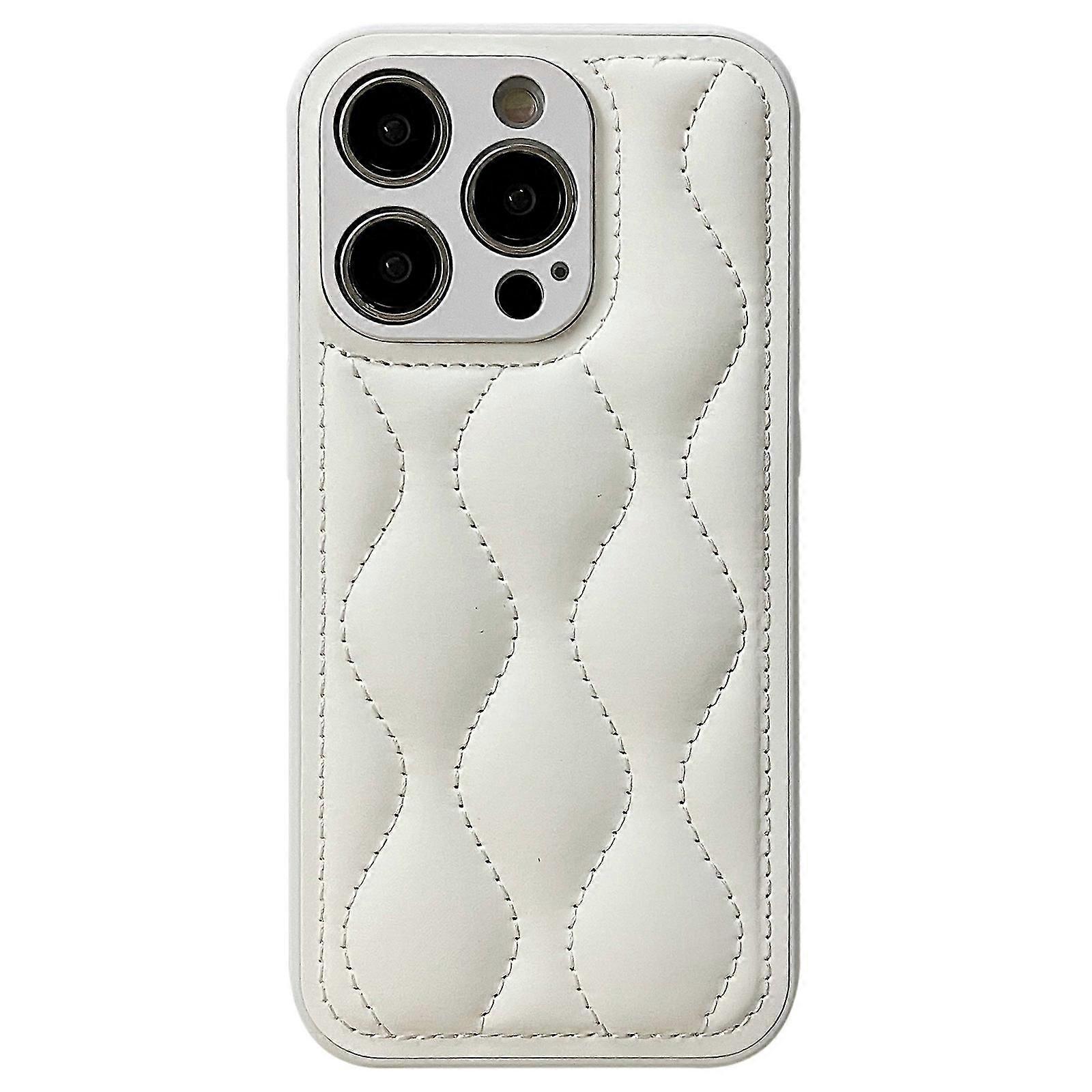 För iPhone 12 Pro Fine Hole 8-format Texture Eiderdown Airbag Phone Case