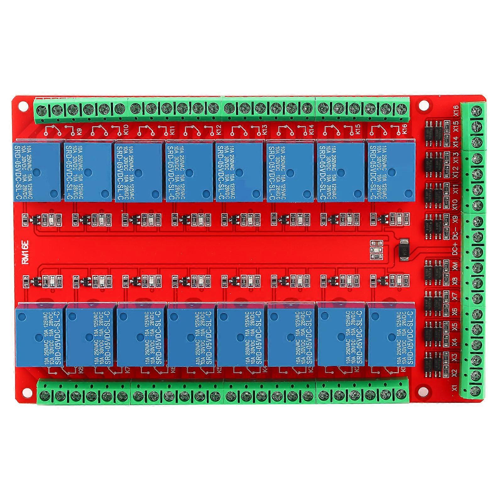 Isolated Type 16 Channel Relay Module Interface Board High/Low Level Trigger (DC 5V)