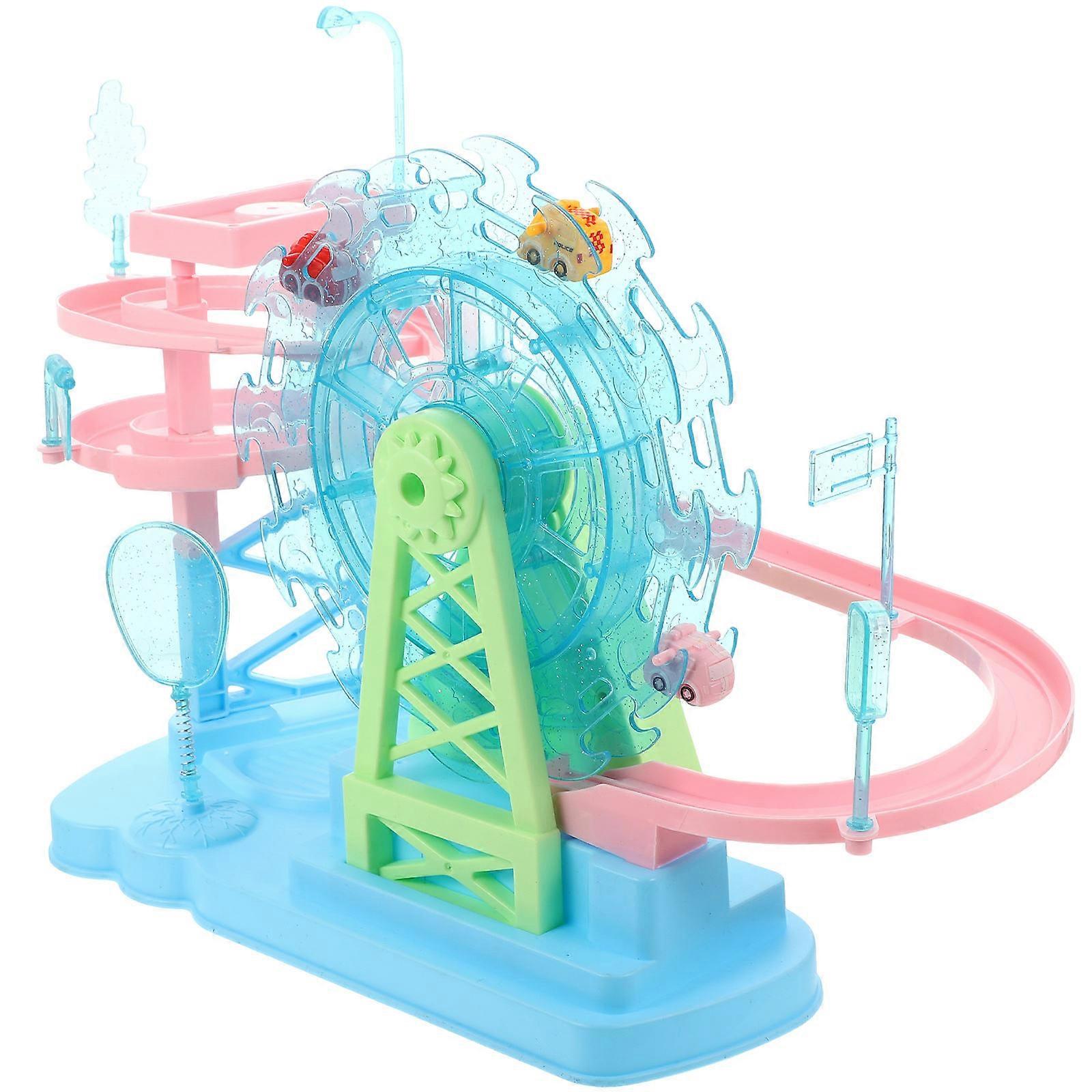 Kids Toy Electric Climbing Stairs Track Toy for Indoor Set in Blue with Imagination Development Function