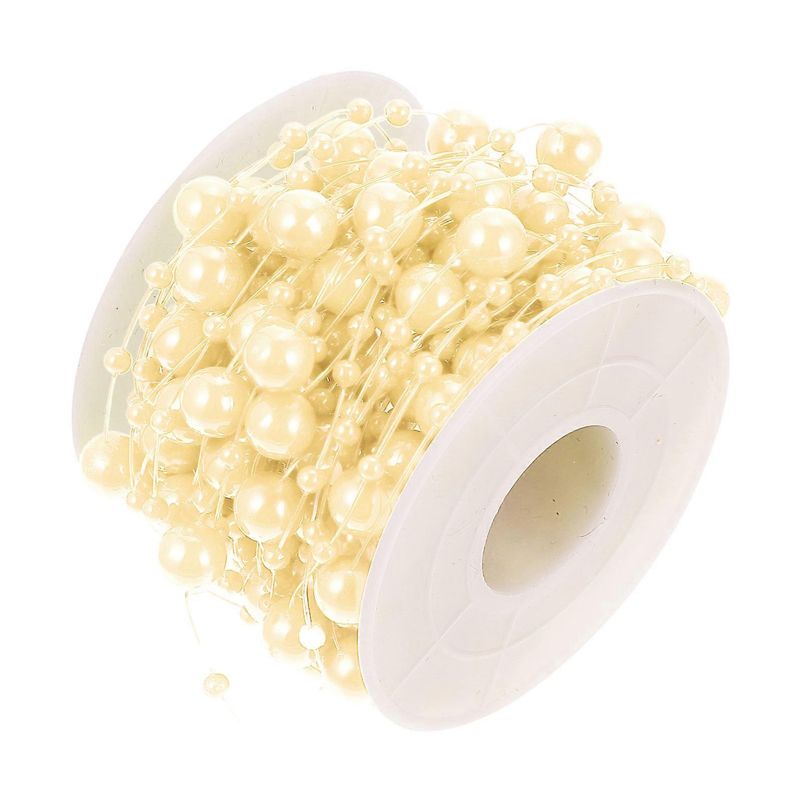 Bead String Accessory for Decor with Plastic Beads in Beige Color 1 Roll