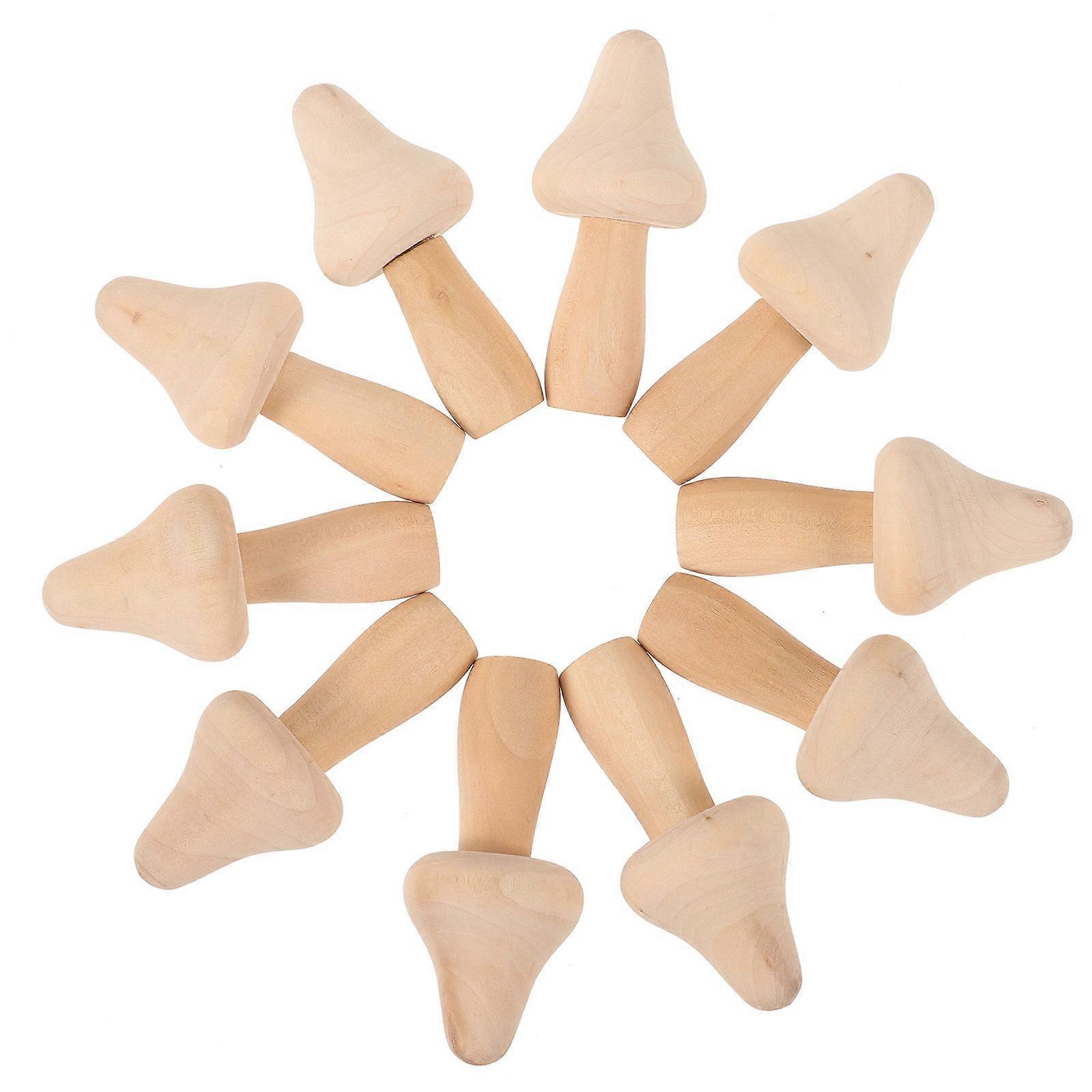 Unfinished Wood Mushrooms Set of 10 Unpainted Wooden Toadstools for DIY Crafts, Home Decor & Holiday Decorations Lightweight & Durable