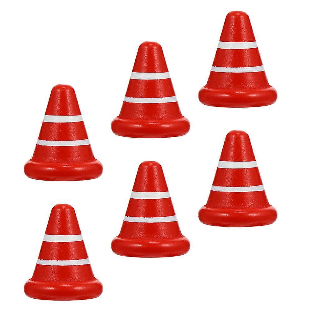 Small Traffic Cones Toys For Child Playtime Mini Red Cones For Cognitive Learning 6Pcs