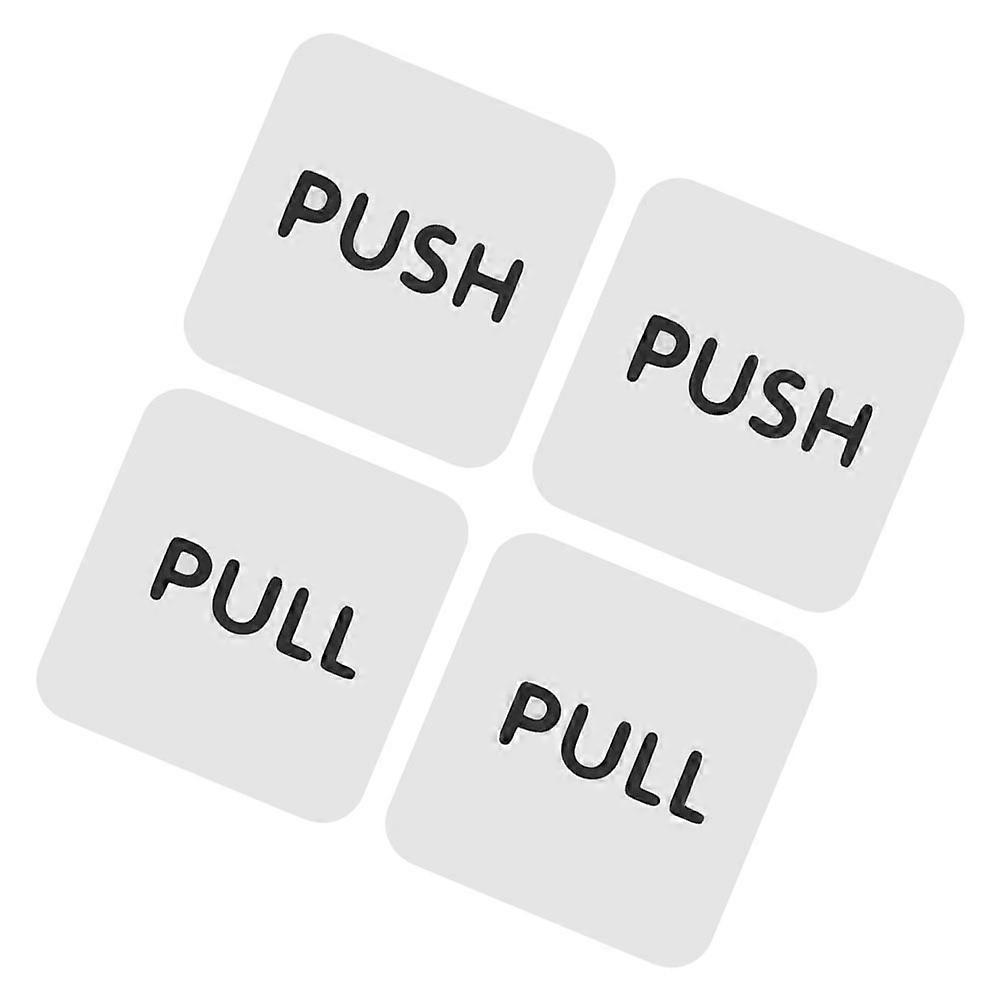 Clear Identification Push Pull Labels For Daily Use - 2 Pairs Acrylic Square Stickers For Office And Store Glass Doors