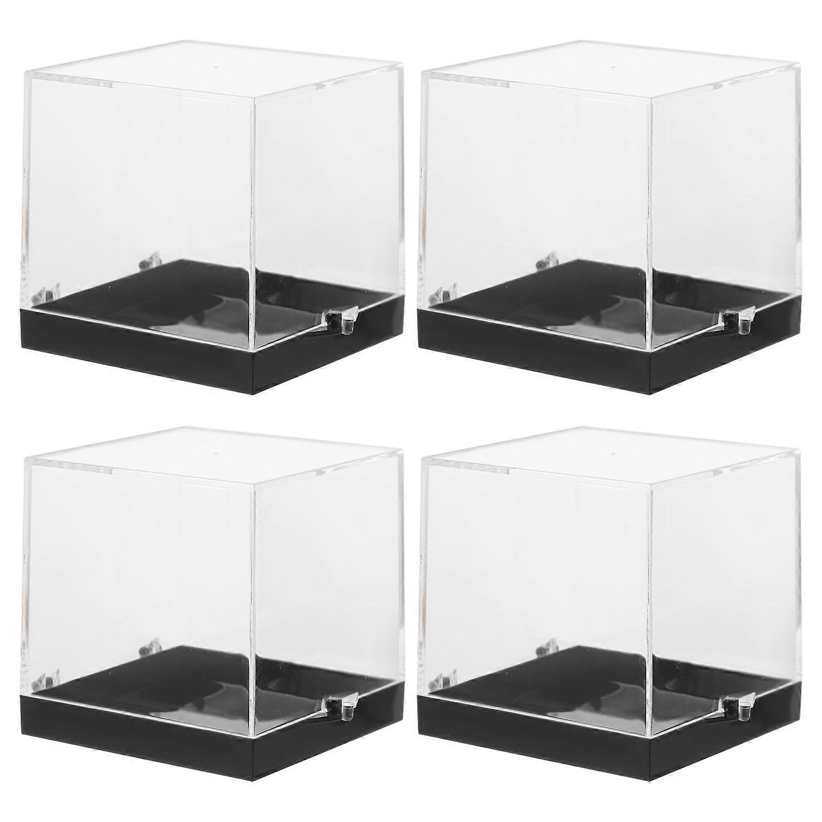 Square Crystal Boxes 4Pcs Specimen Storage Case For Academic Research Transparent Plastic Display