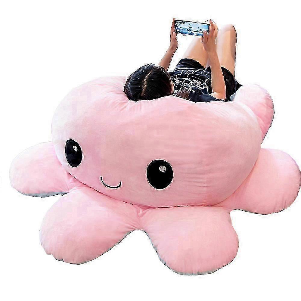 "Oversized reversible octopus plush toy" healing pillow with double-sided expression soft cushion for best friends and children's gifts
